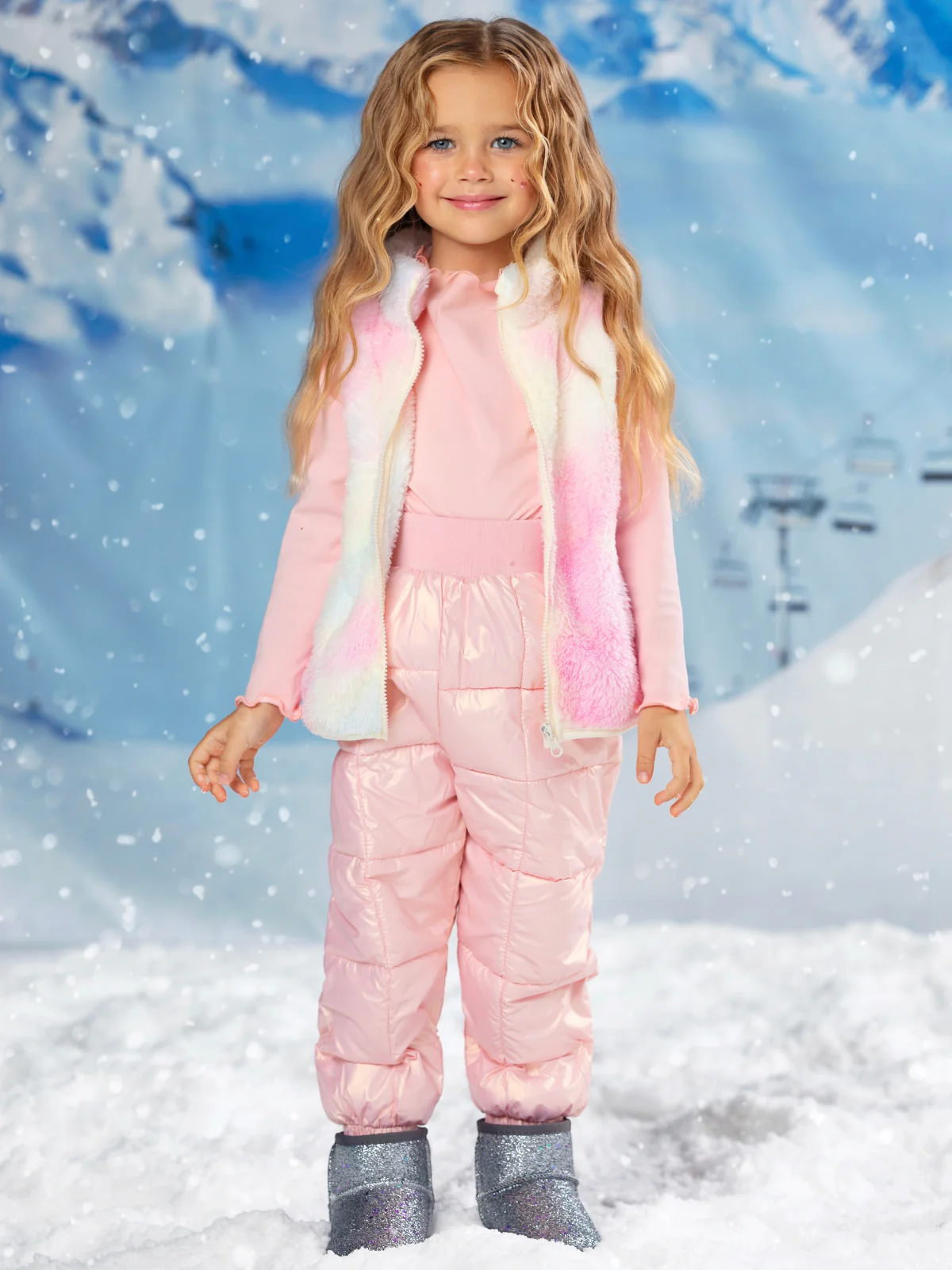 Cozy Winter Unicorn Tie Dye Sherpa Vest - Image 6