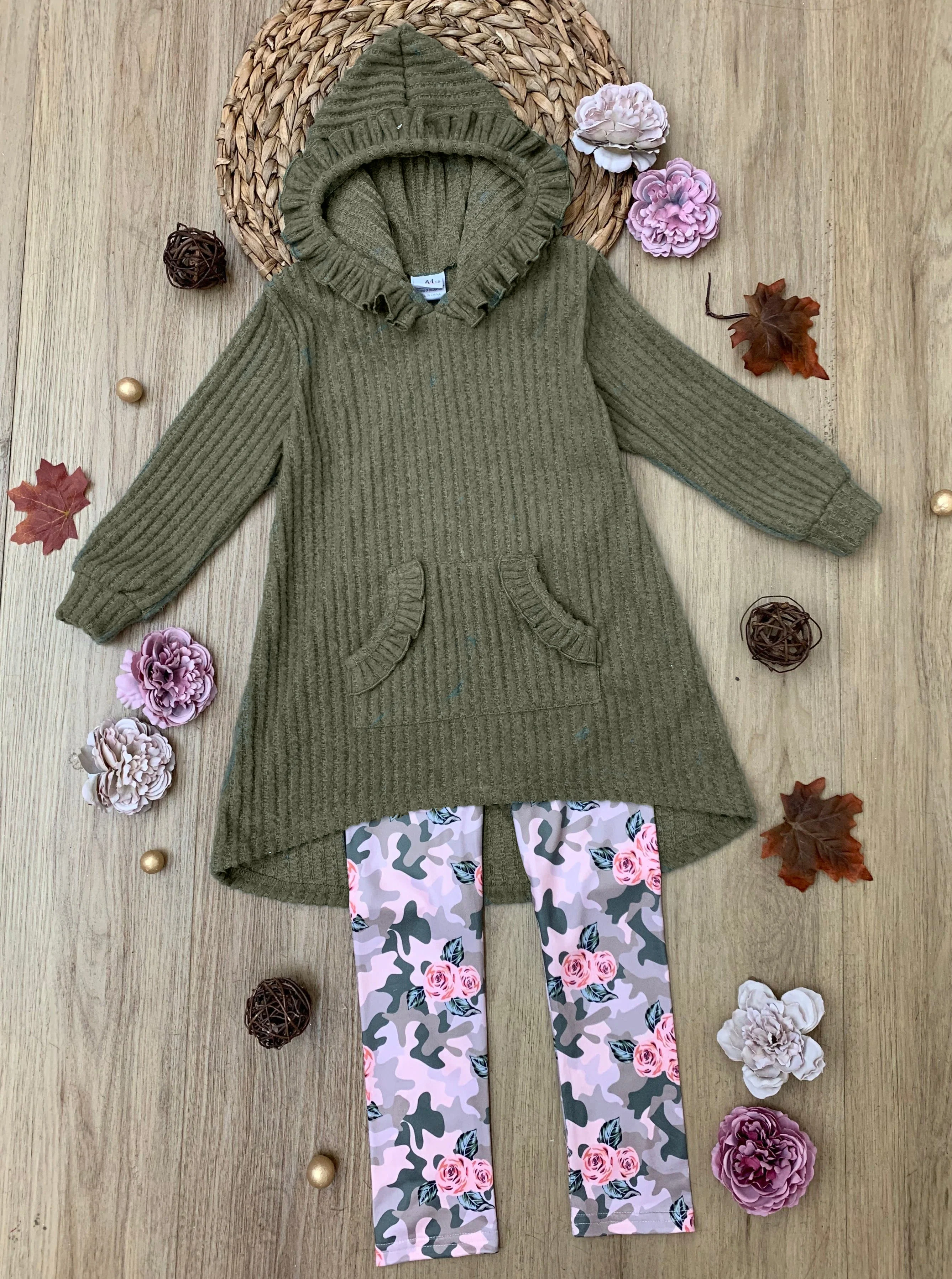Cozy Woodland Hooded Tunic and Camouflage Legging Set - Image 4