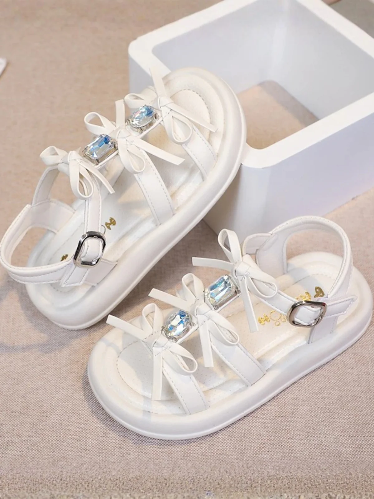 Shimmer Sweet Bow Rhinestone Sandals - Image 2