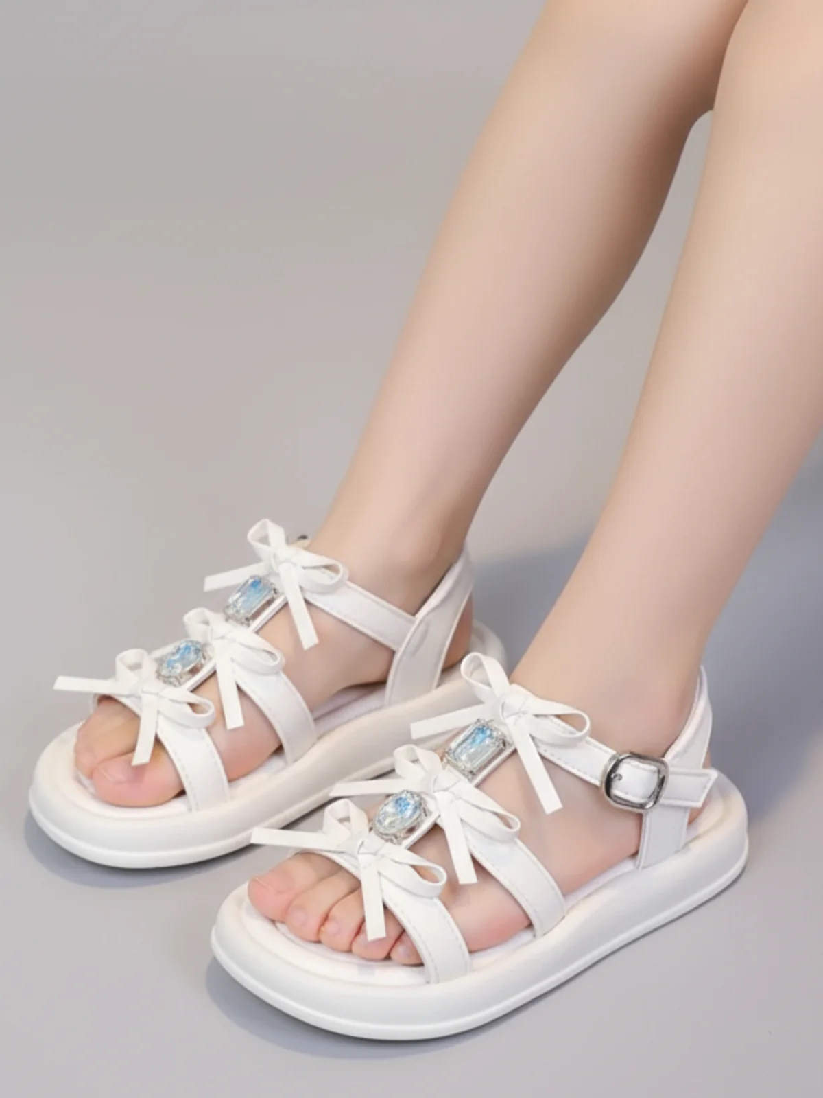 Shimmer Sweet Bow Rhinestone Sandals - Image 3
