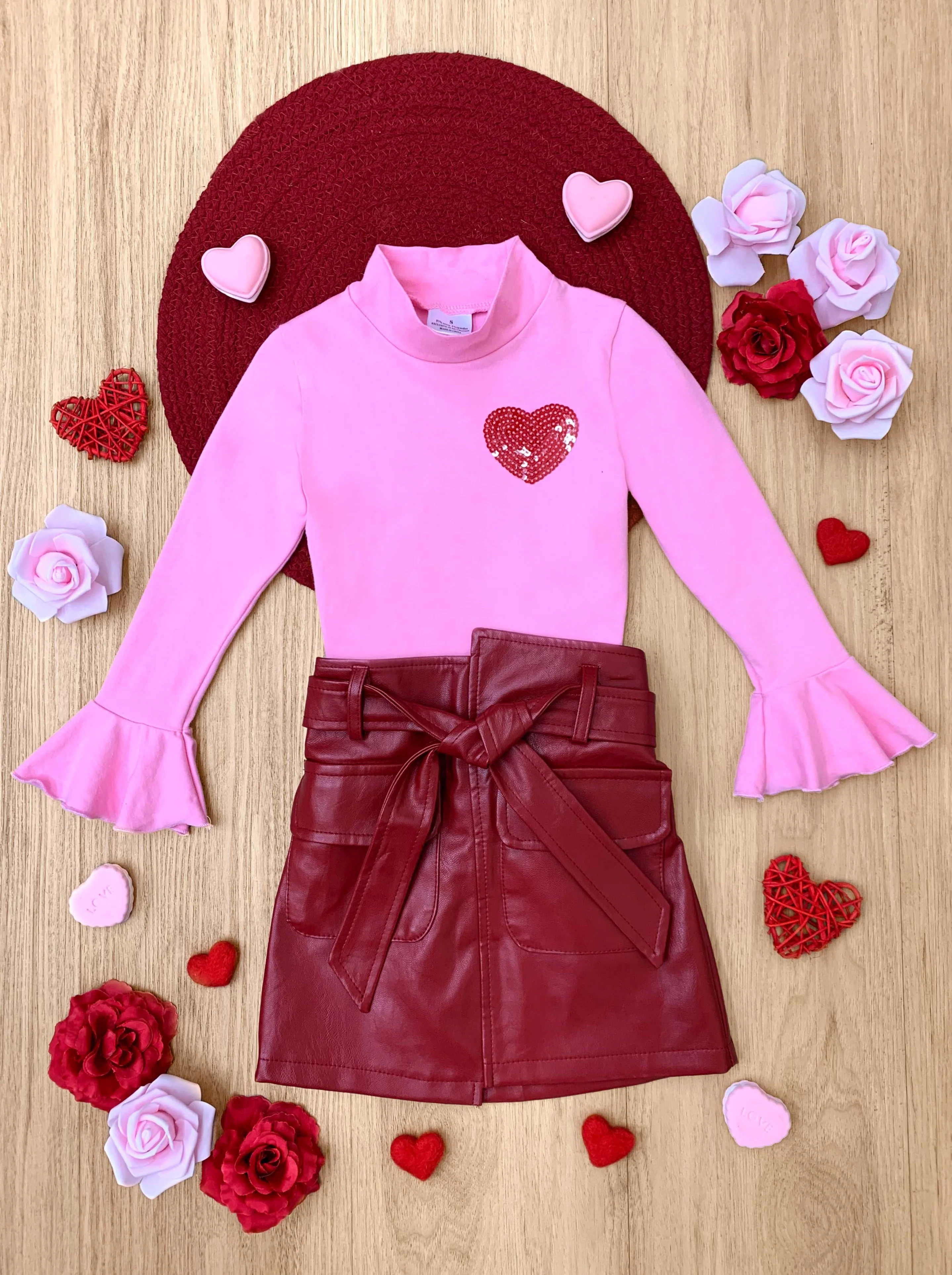Cupid's Favorite Vegan Leather Skirt Set - Image 2