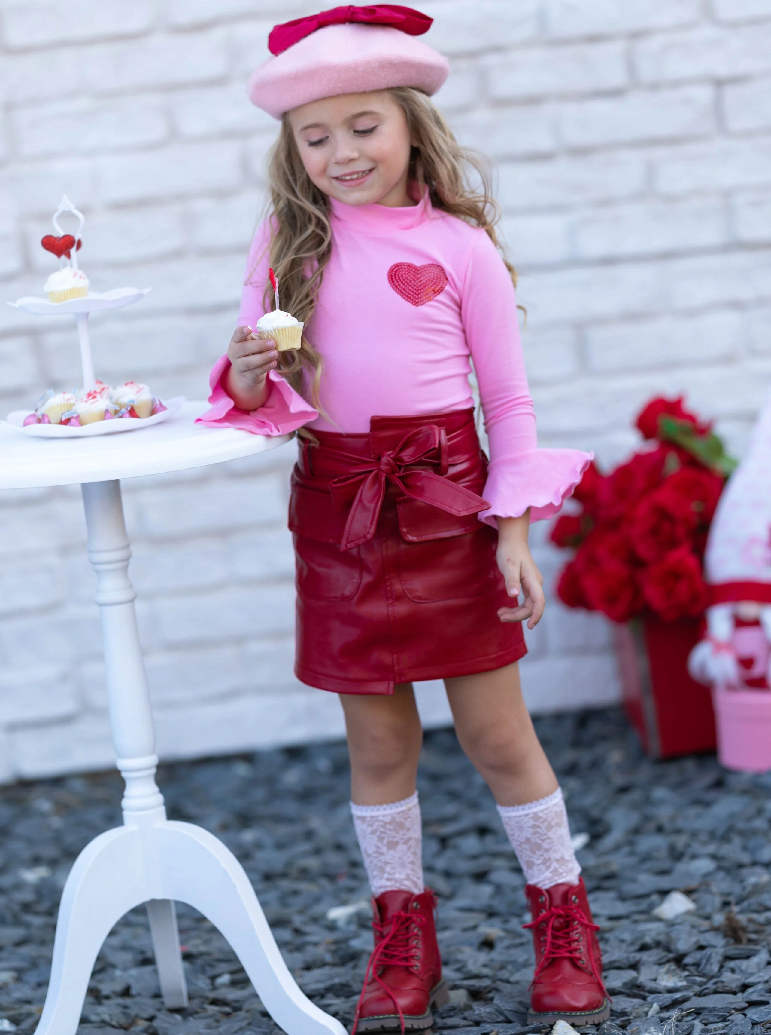 Cupid's Favorite Vegan Leather Skirt Set - Image 3