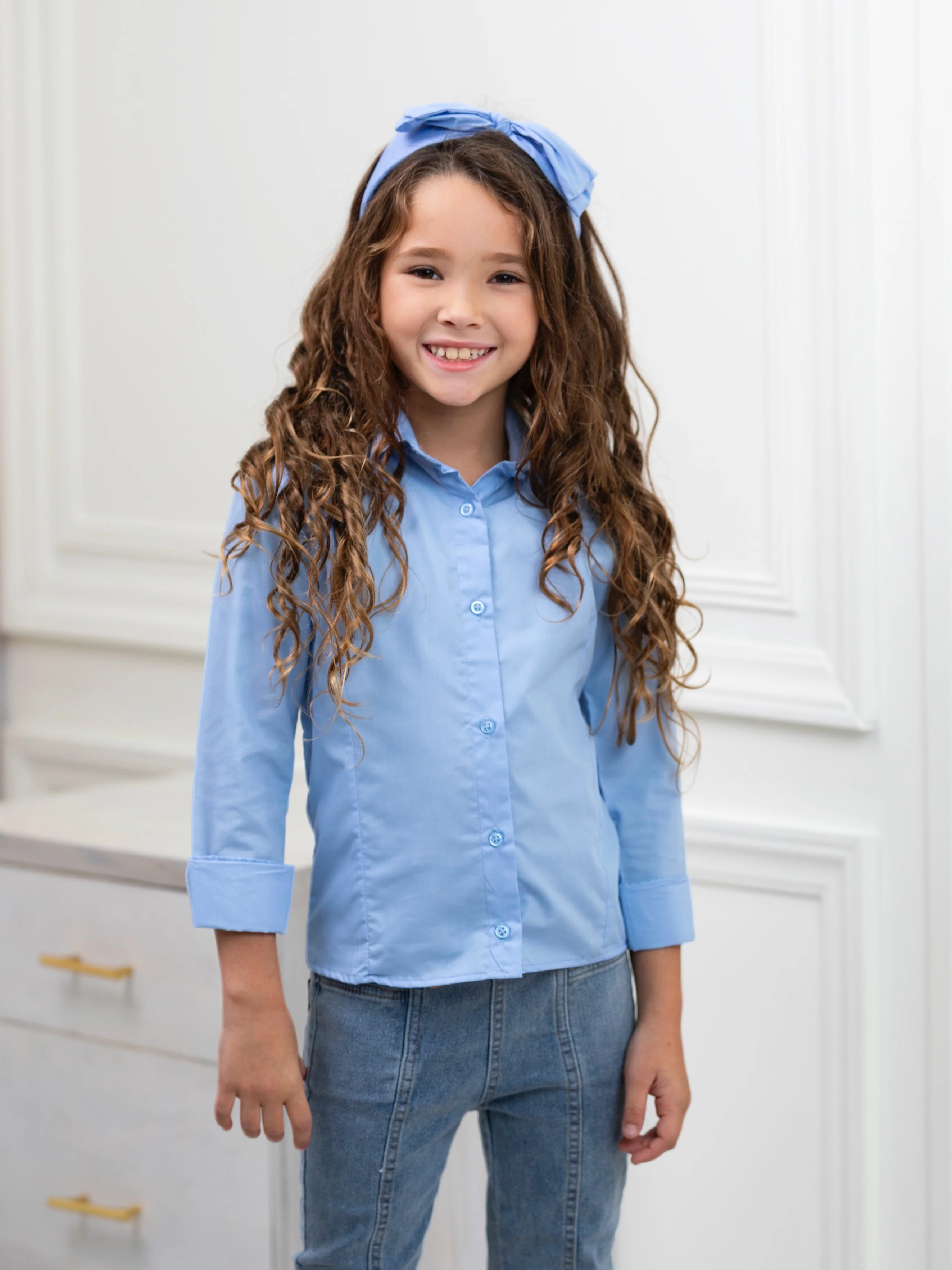 Classic Blue Button-Down Top by Kids Couture - Image 2