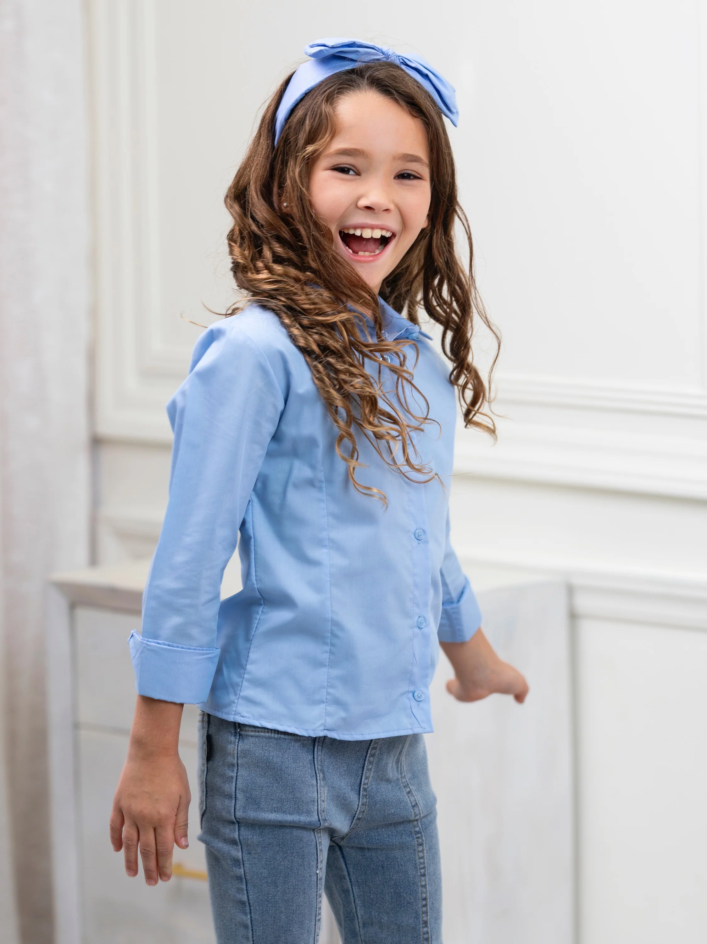 Classic Blue Button-Down Top by Kids Couture - Image 3