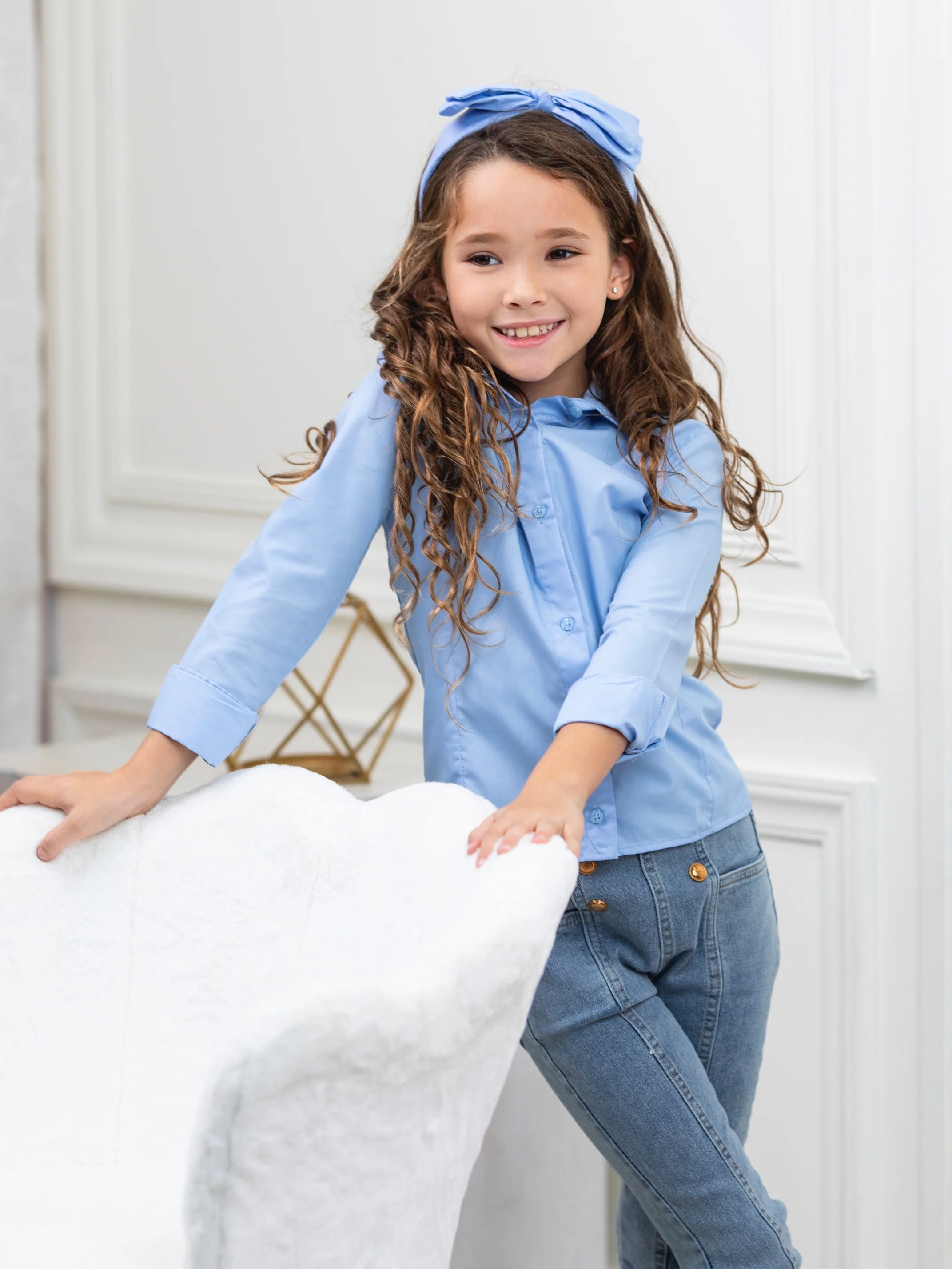 Classic Blue Button-Down Top by Kids Couture - Image 4