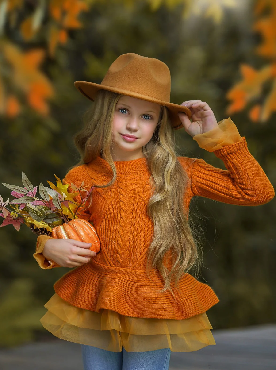 Cute As Pie Pumpkin Cable Knit Tutu Sweater - Image 3