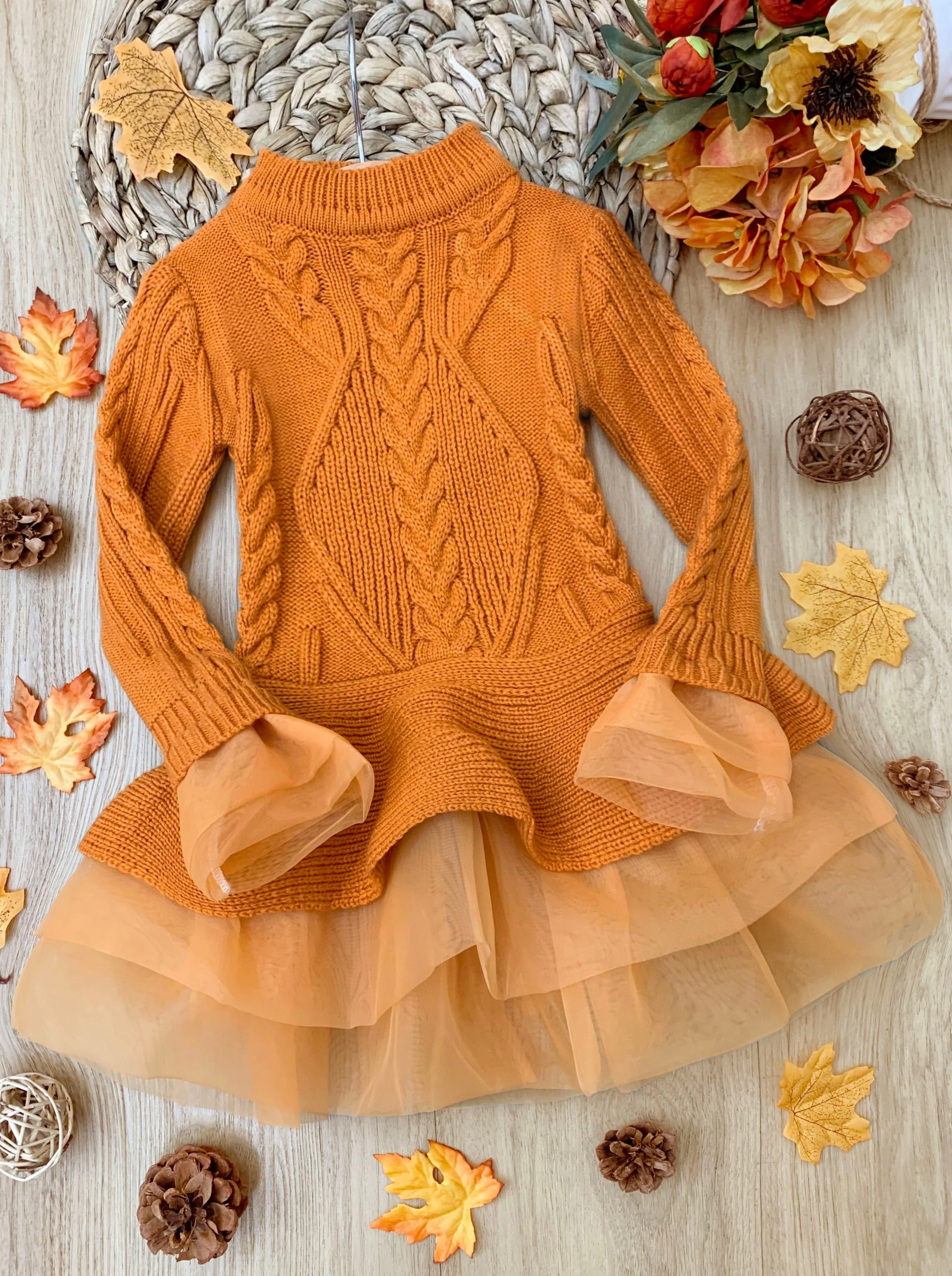 Cute As Pie Pumpkin Cable Knit Tutu Sweater - Image 4