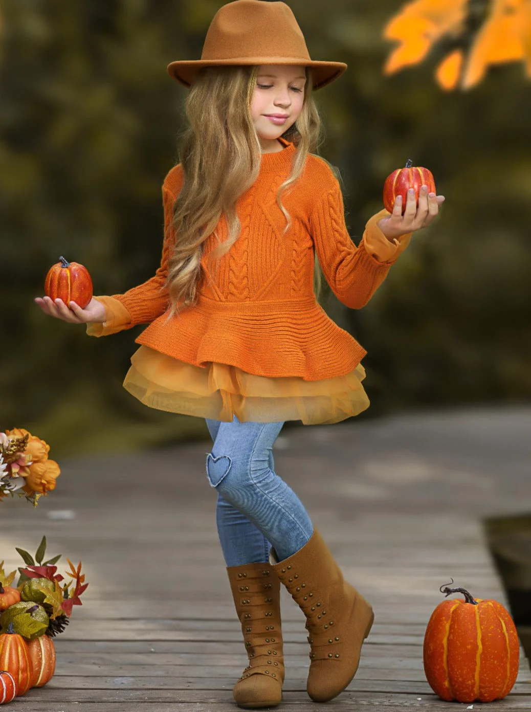 Cute As Pie Pumpkin Cable Knit Tutu Sweater - Image 5