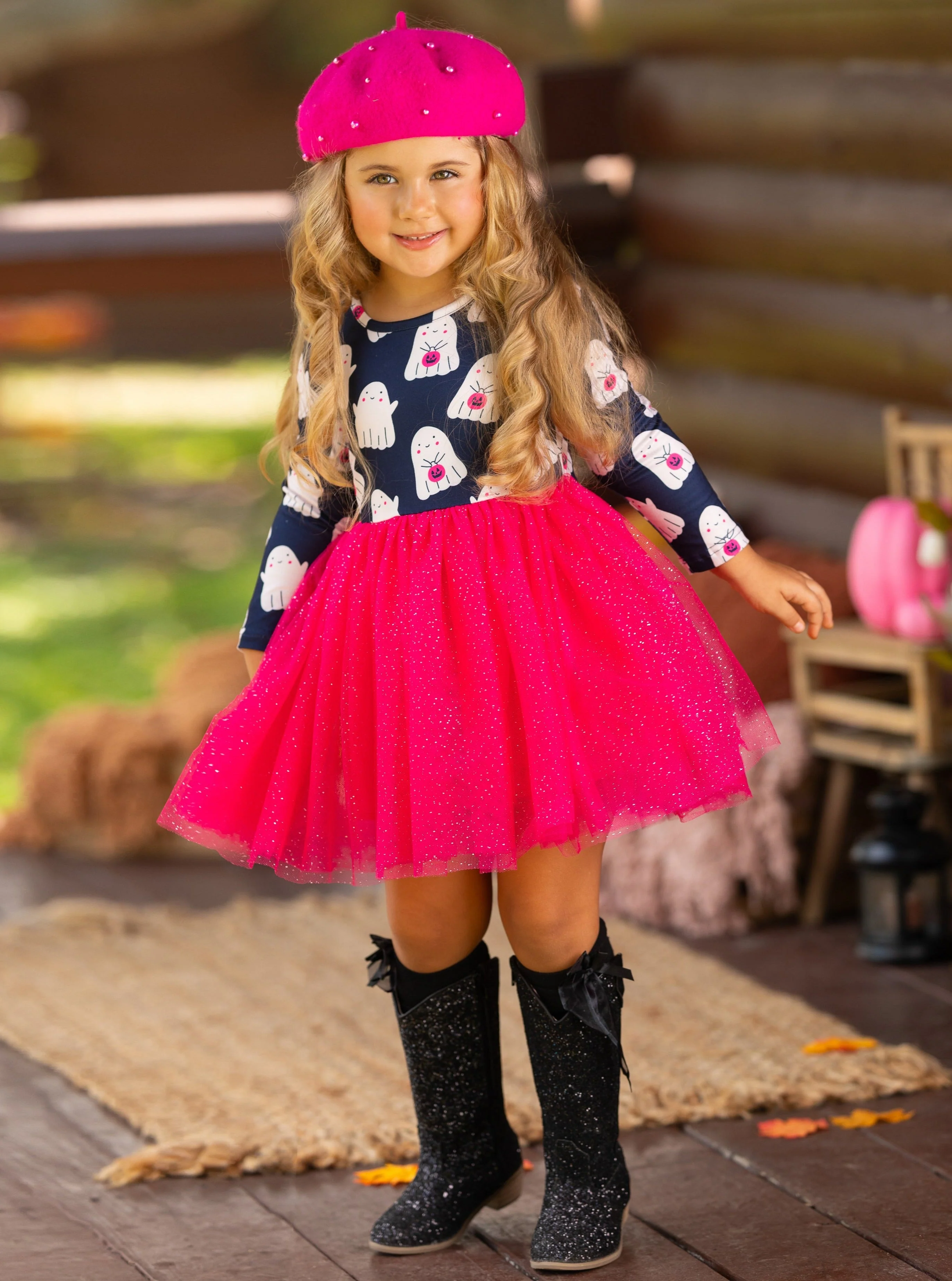 Boo-tiful Twirls Ghost Print Halloween Dress - Image 4