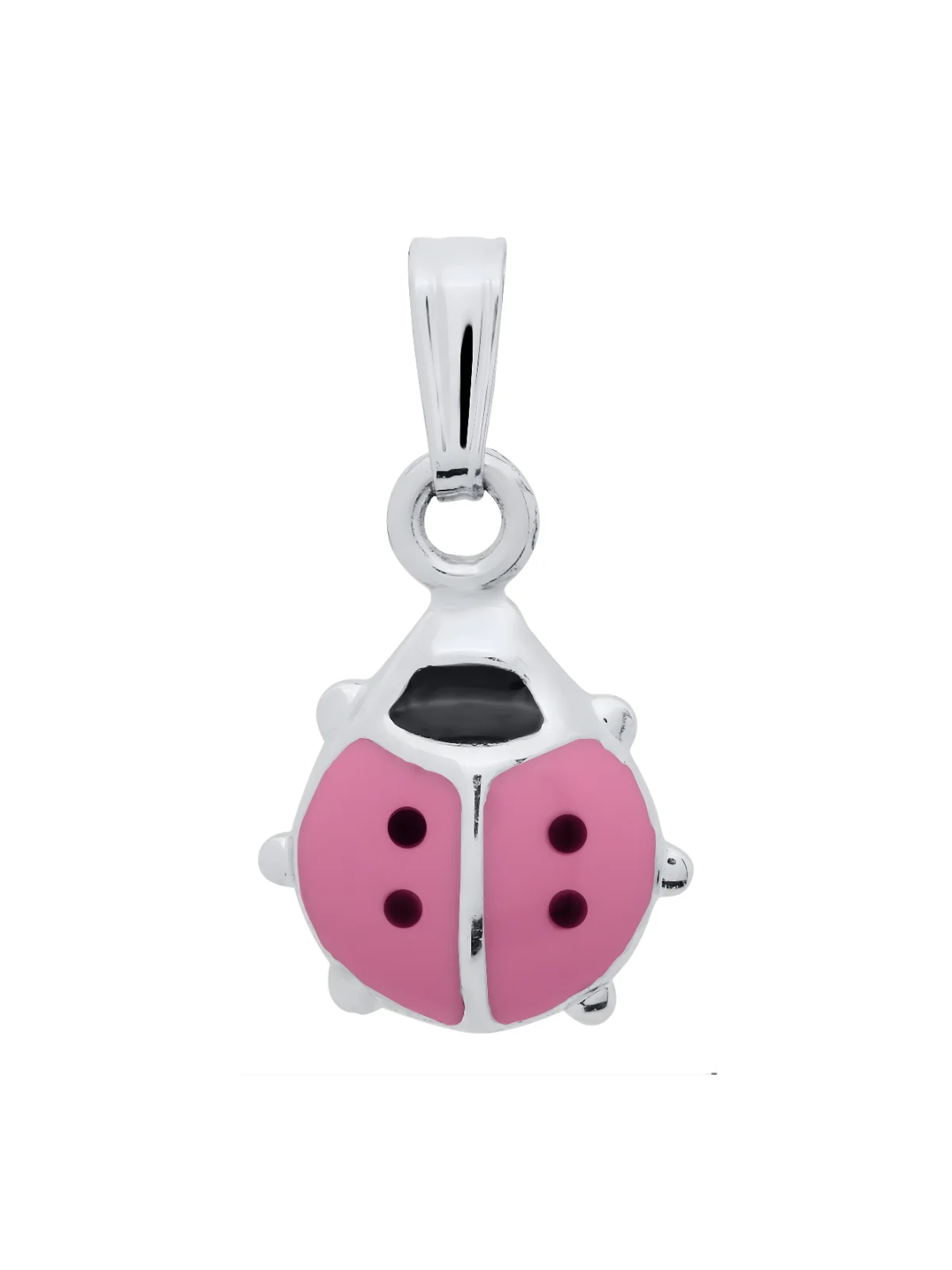 Girls Premium Sterling Silver Pink Ladybug Pendant Necklace - Image 4