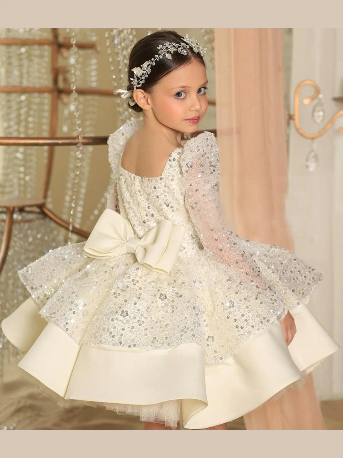 Pageant Princess Puff Sleeve Sequin Special Occasion Dress - Image 2