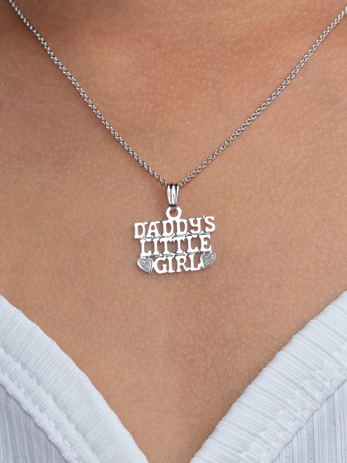 Girls Premium Sterling Silver Daddy’s Little Girl Pendant Necklace - Image 3