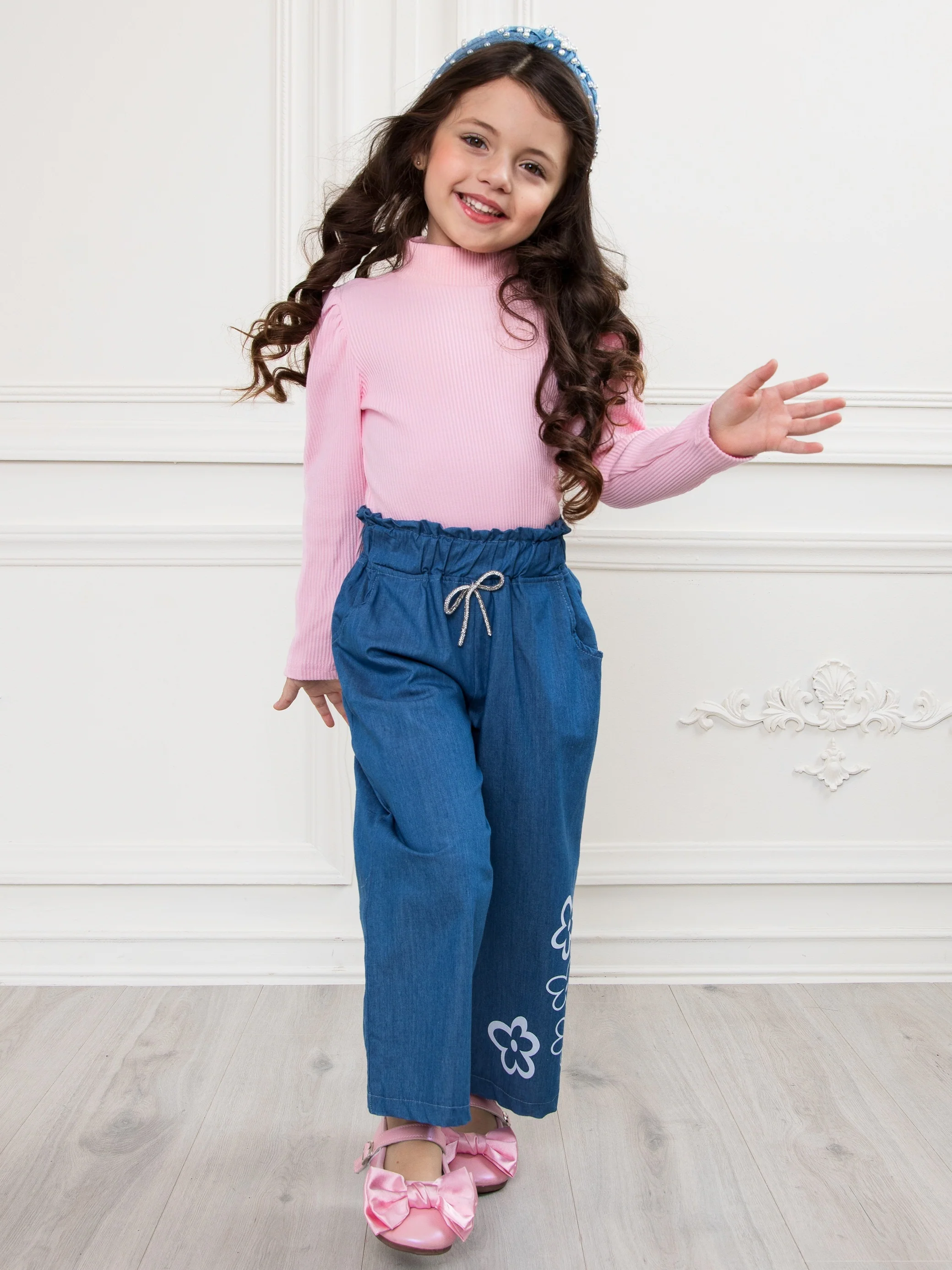 Flower Trail Relaxed Fit Luxe Denim Pants - Image 3