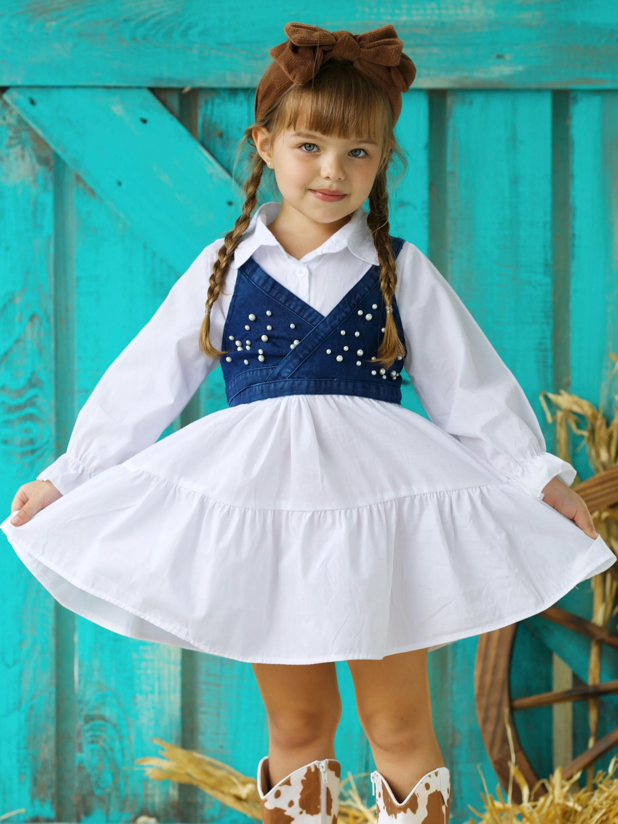 Delicate Dream Dress And Denim Vest Set - Image 3