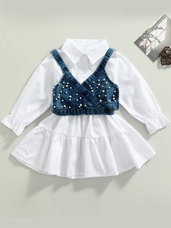 Delicate Dream Dress And Denim Vest Set - Image 4