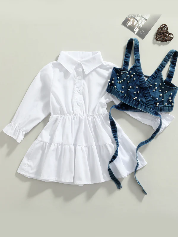 Delicate Dream Dress And Denim Vest Set - Image 5