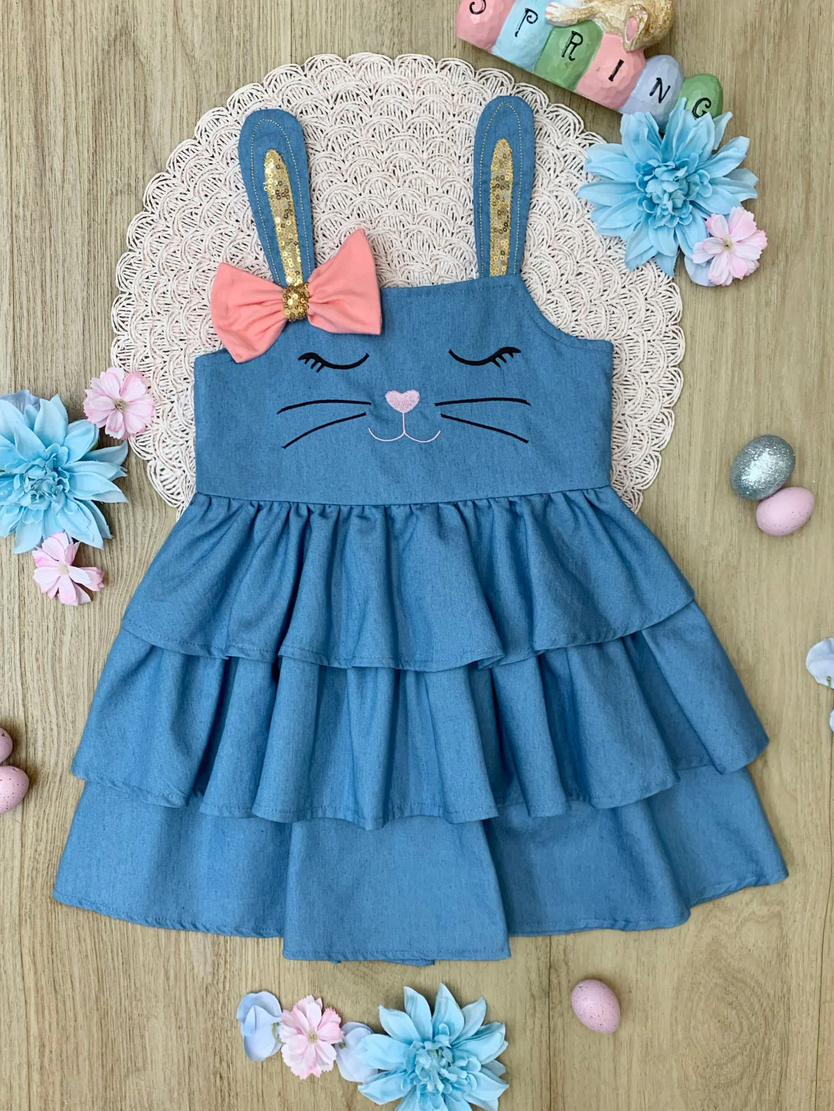 Bunny Dreams Ruffle Denim Dress - Image 2