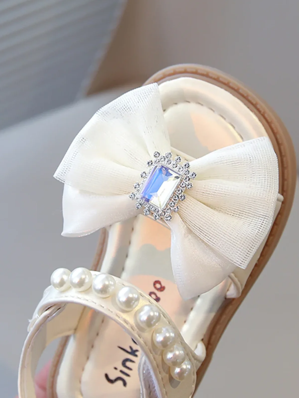 Twinkle Charm Pearl Bow Rhinestone Dress Sandal - Image 3