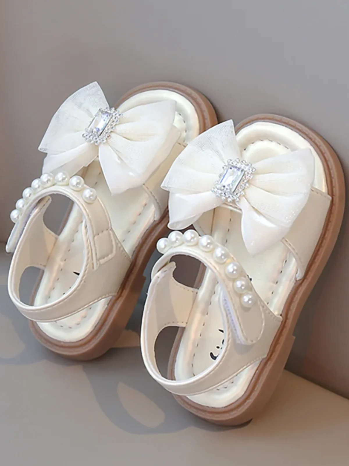 Twinkle Charm Pearl Bow Rhinestone Dress Sandal - Image 5
