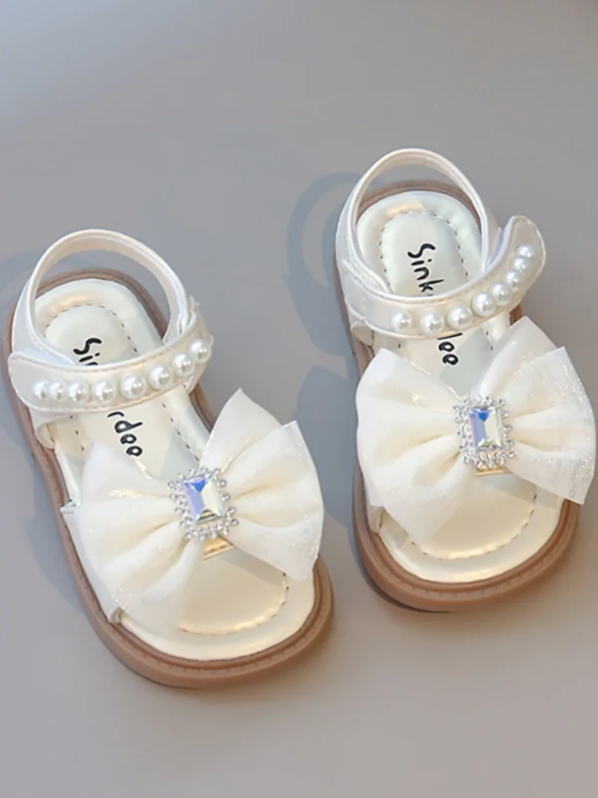 Twinkle Charm Pearl Bow Rhinestone Dress Sandal - Image 7