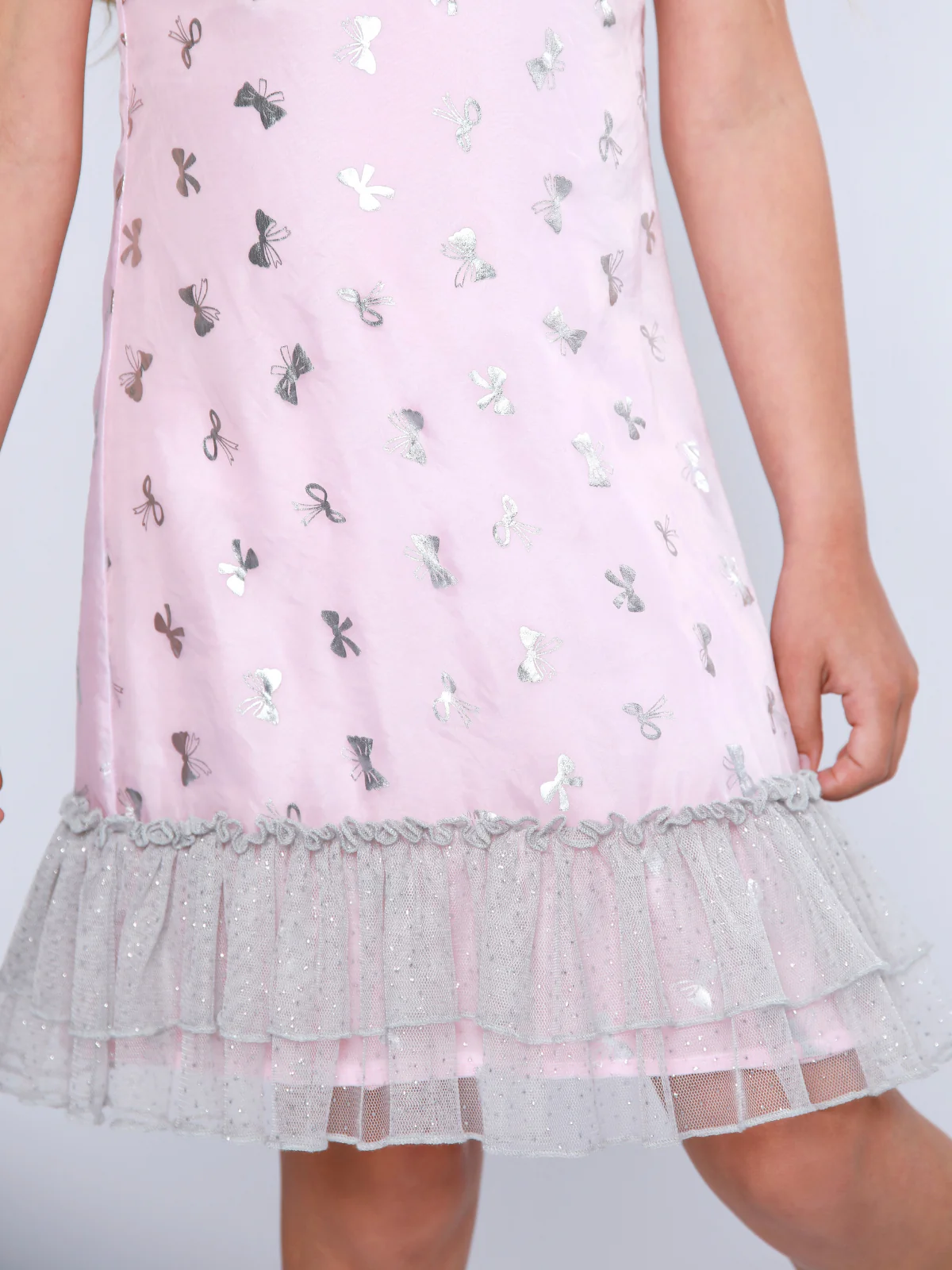 Dreamy Bow Foil Tulle Hem Dress - Image 4