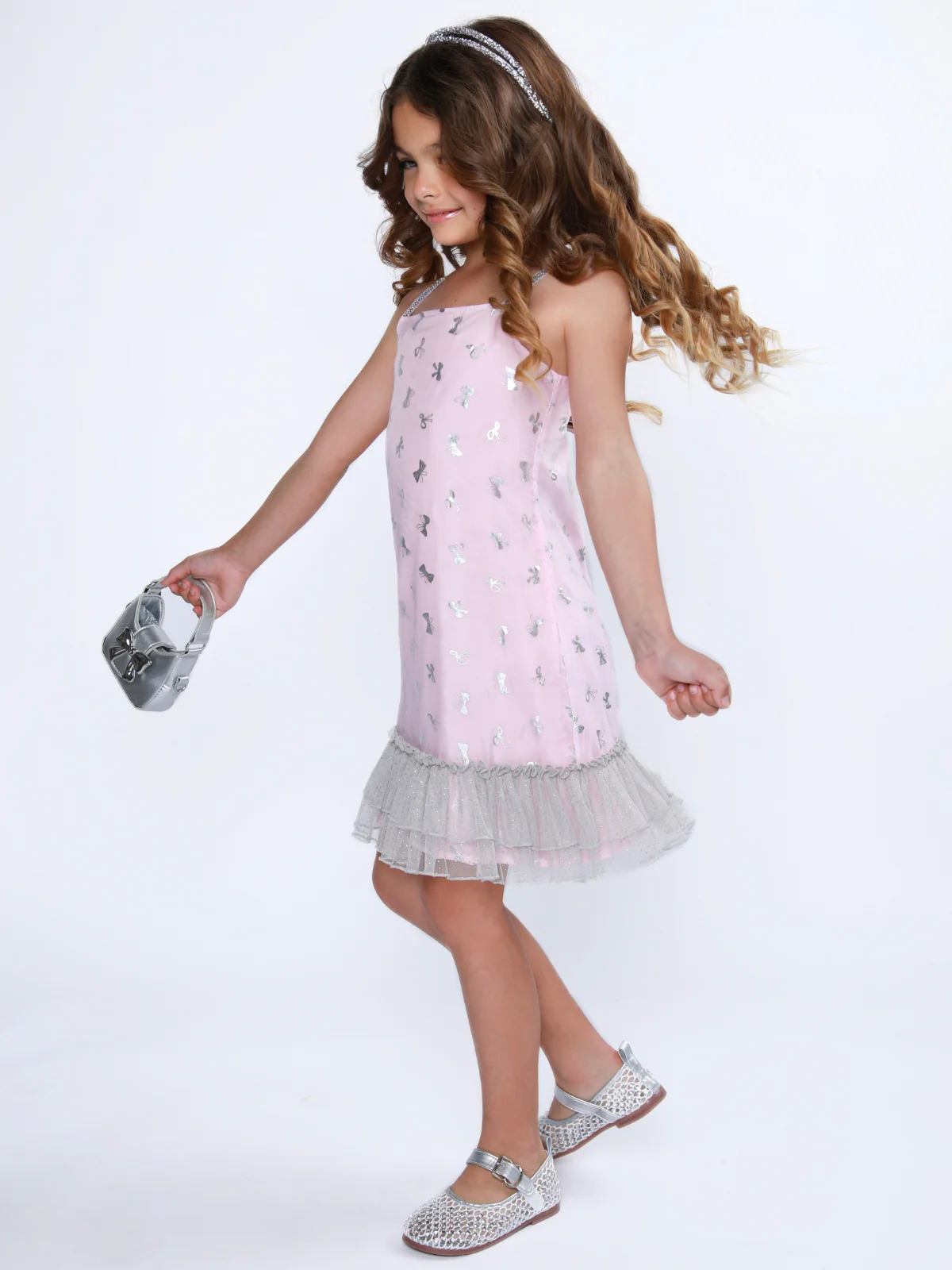 Dreamy Bow Foil Tulle Hem Dress - Image 7