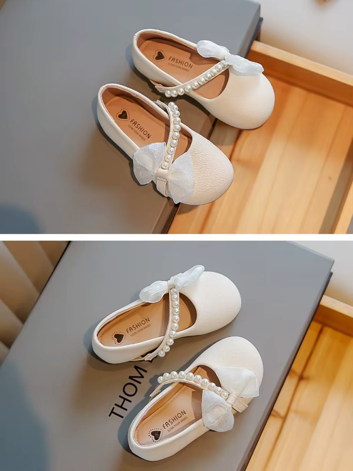 Elegant Pearl Bow Strap Flats - Image 4