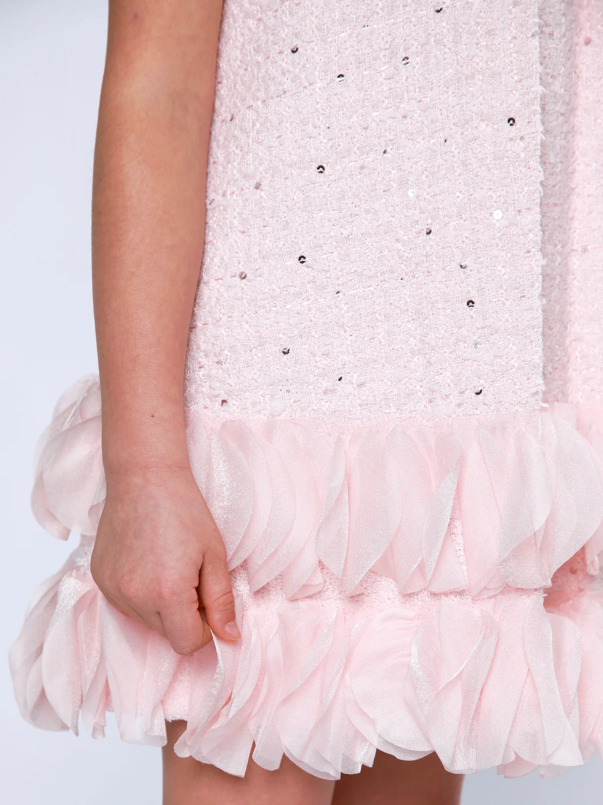 Elegant Bow Pearl Tweed Shift Dress - Image 4