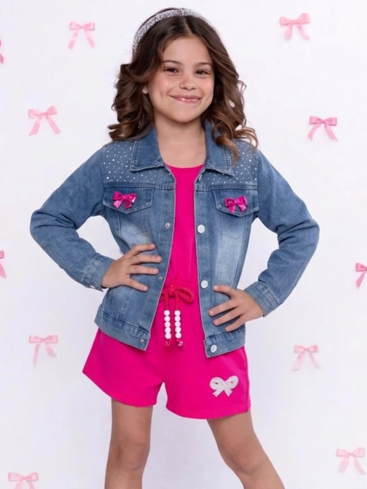 Ellaria Sequin Bow Denim Jacket - Image 2