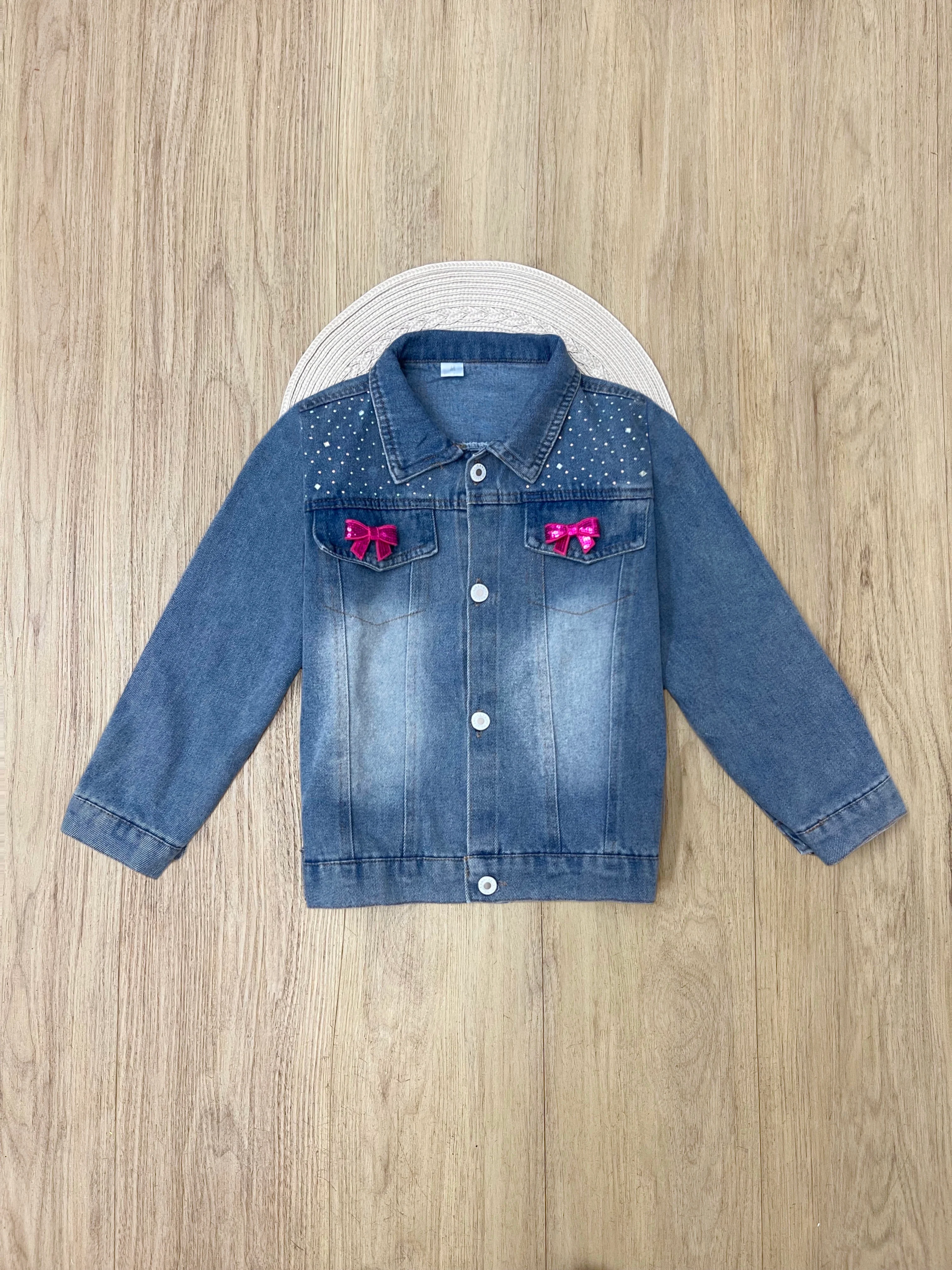 Ellaria Sequin Bow Denim Jacket - Image 8