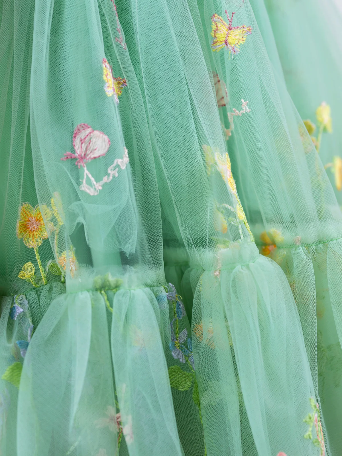 Emerald Fairy Garden Embroidered Floral Tutu Dress - Image 3