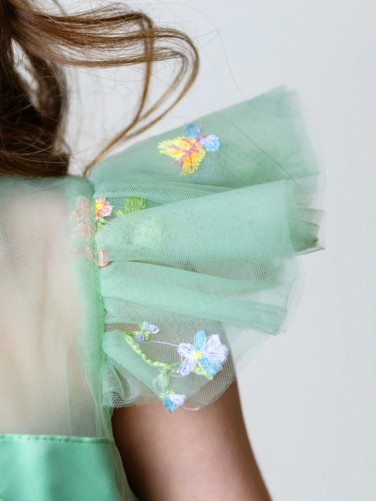 Emerald Fairy Garden Embroidered Floral Tutu Dress - Image 6