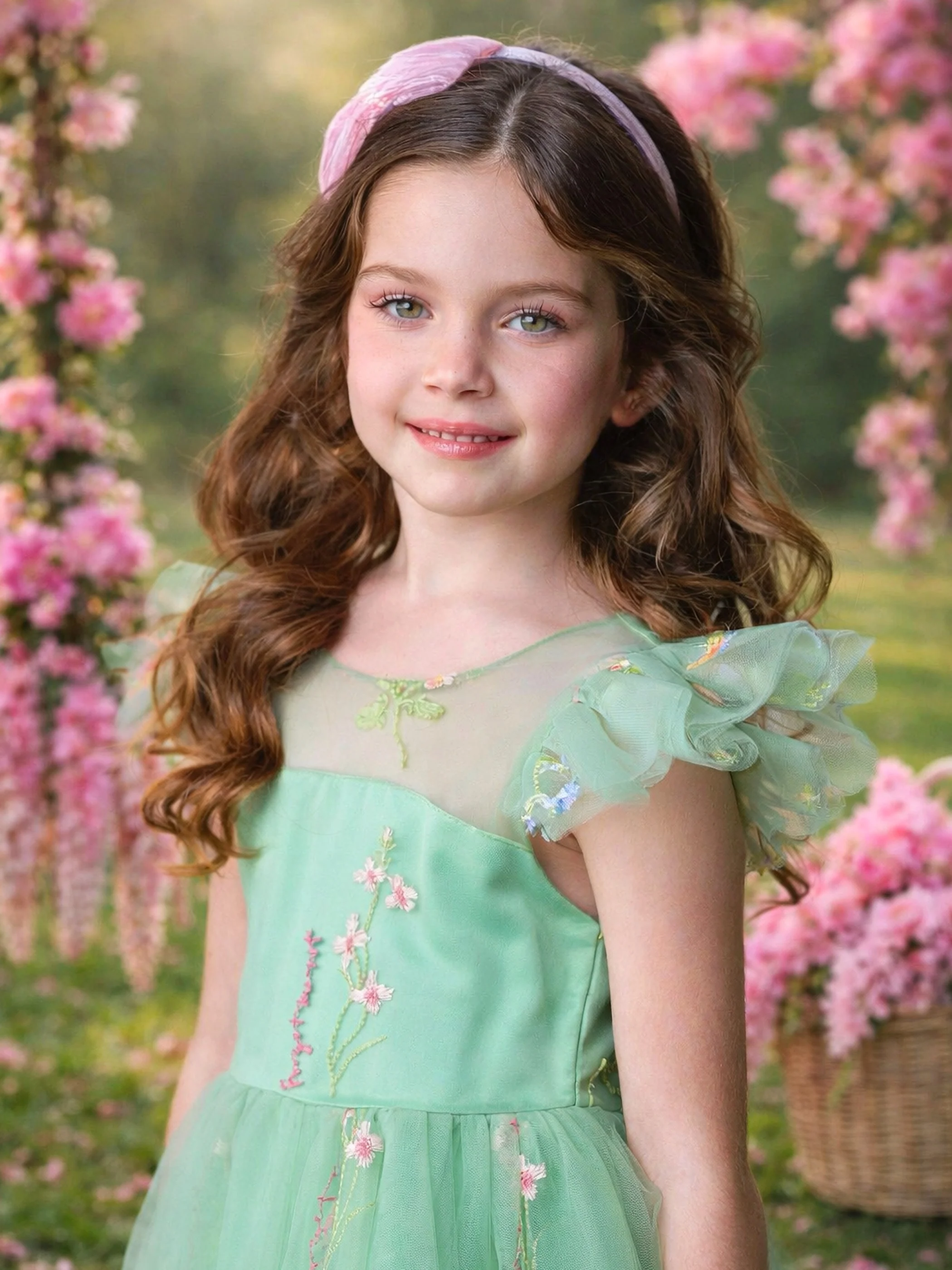 Emerald Fairy Garden Embroidered Floral Tutu Dress - Image 7