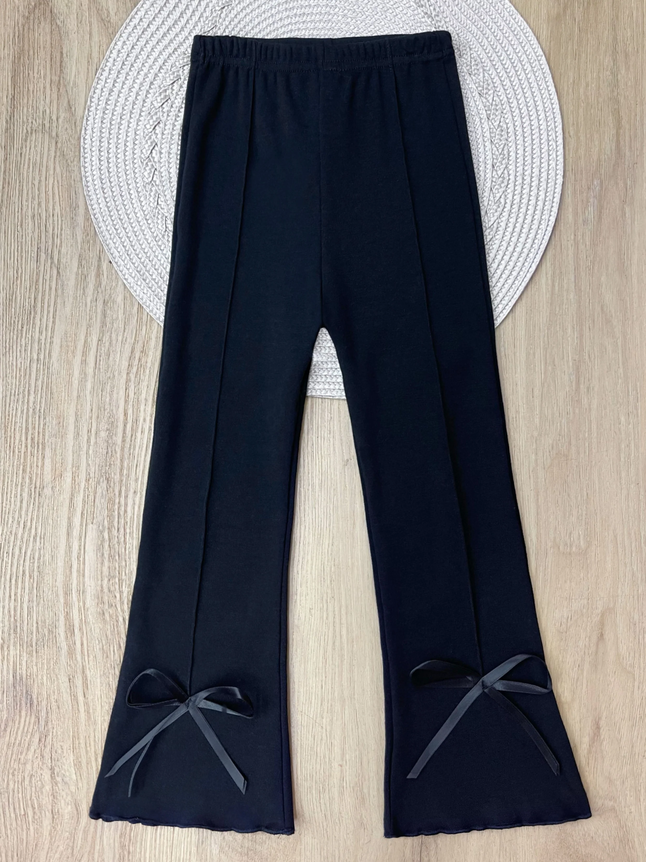 Everyday Black Bow Hem Flare Pants - Image 3