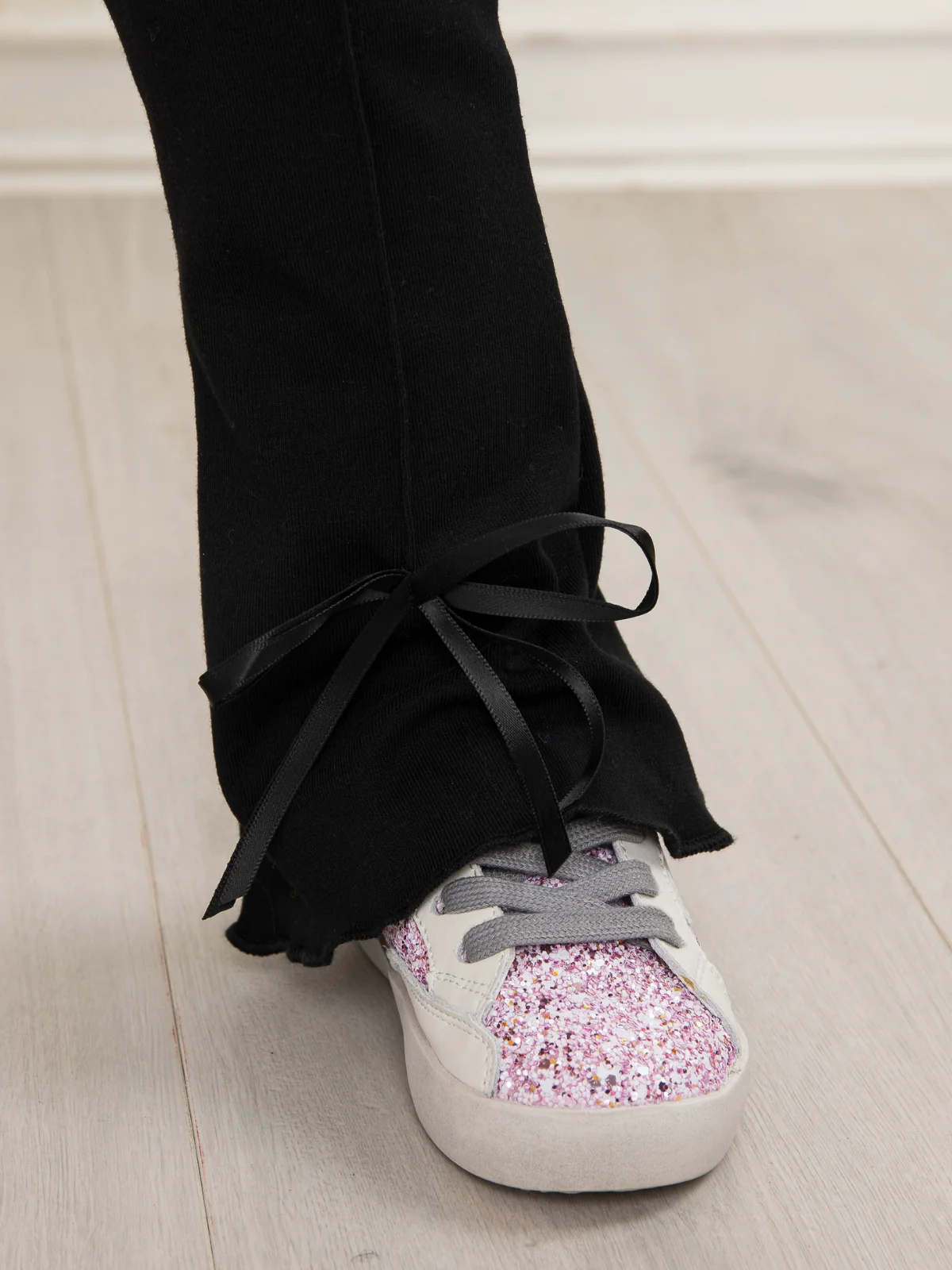 Everyday Black Bow Hem Flare Pants - Image 4