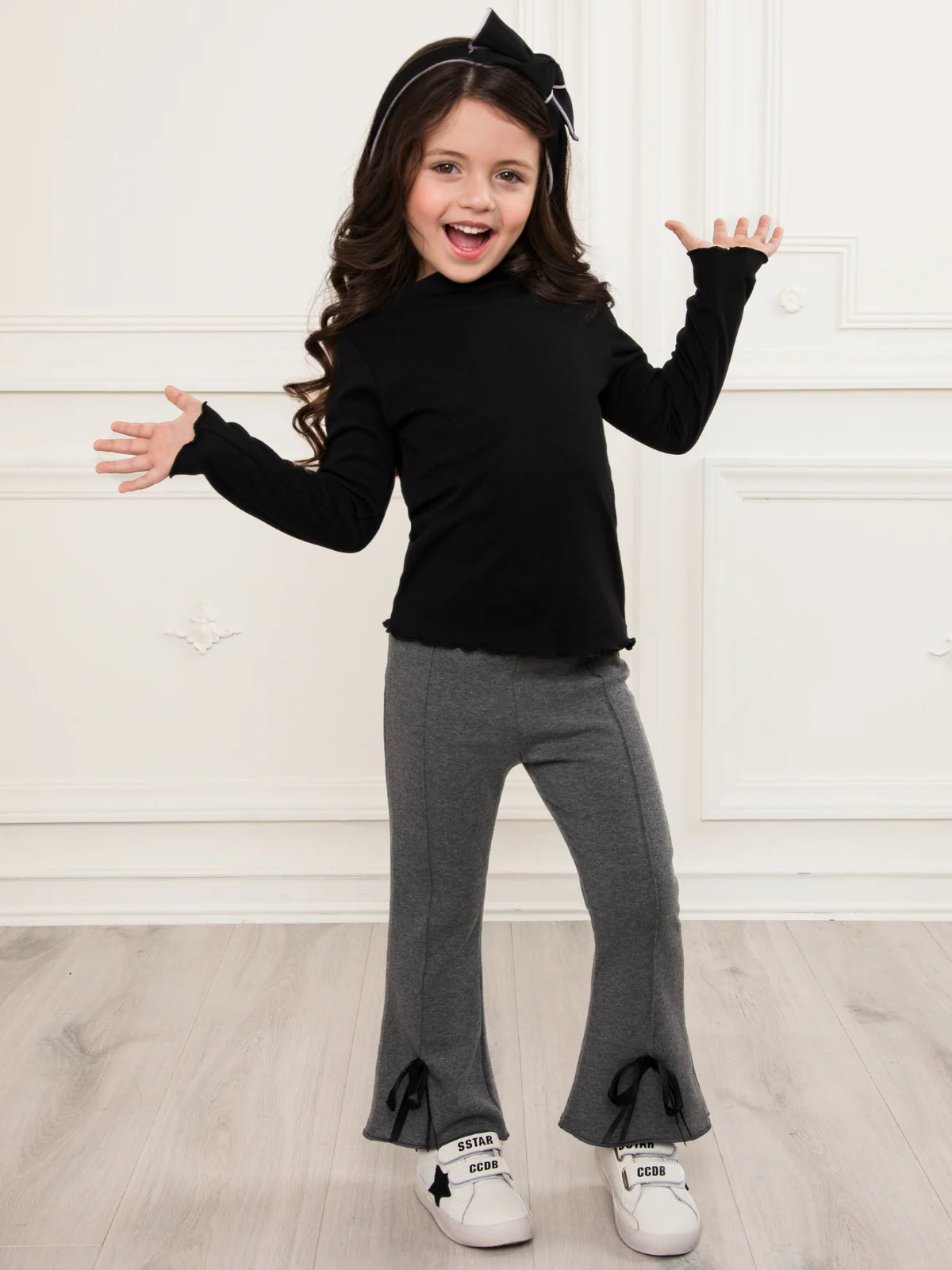 Everyday Grey Bow Hem Flare Pants - Image 4