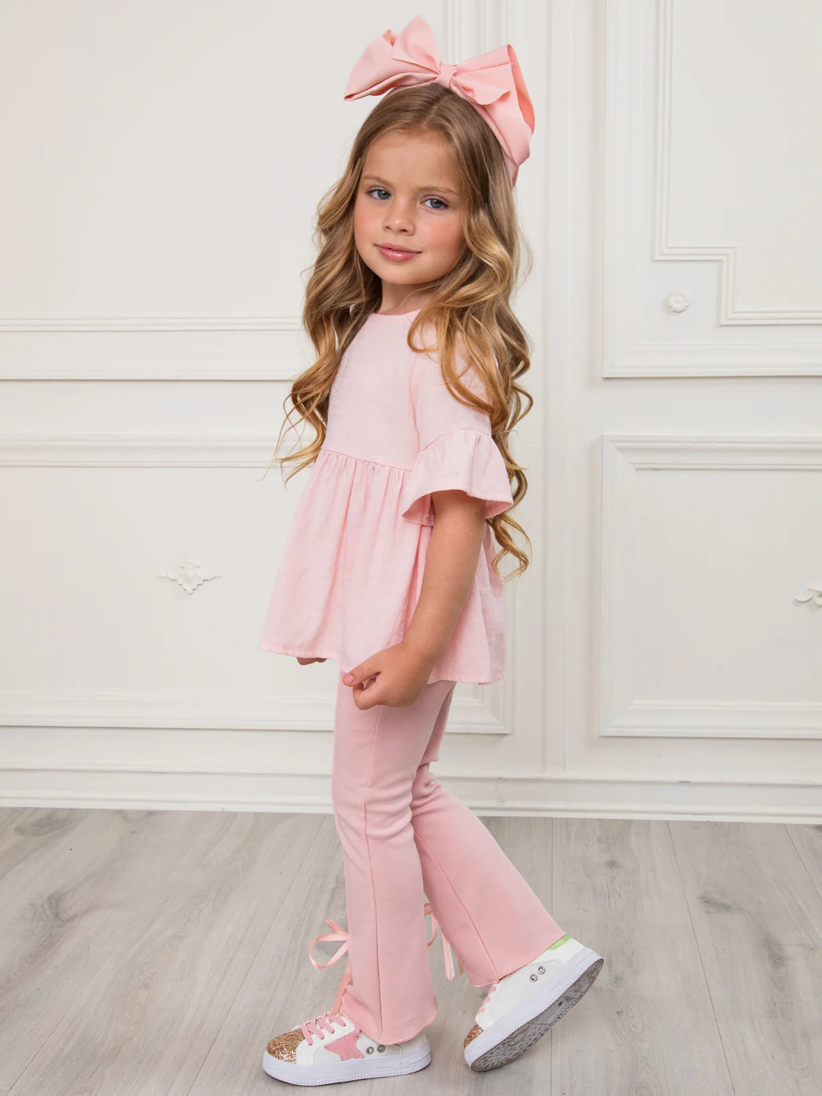 Everyday Pink Bow Hem Flare Pants - Image 2