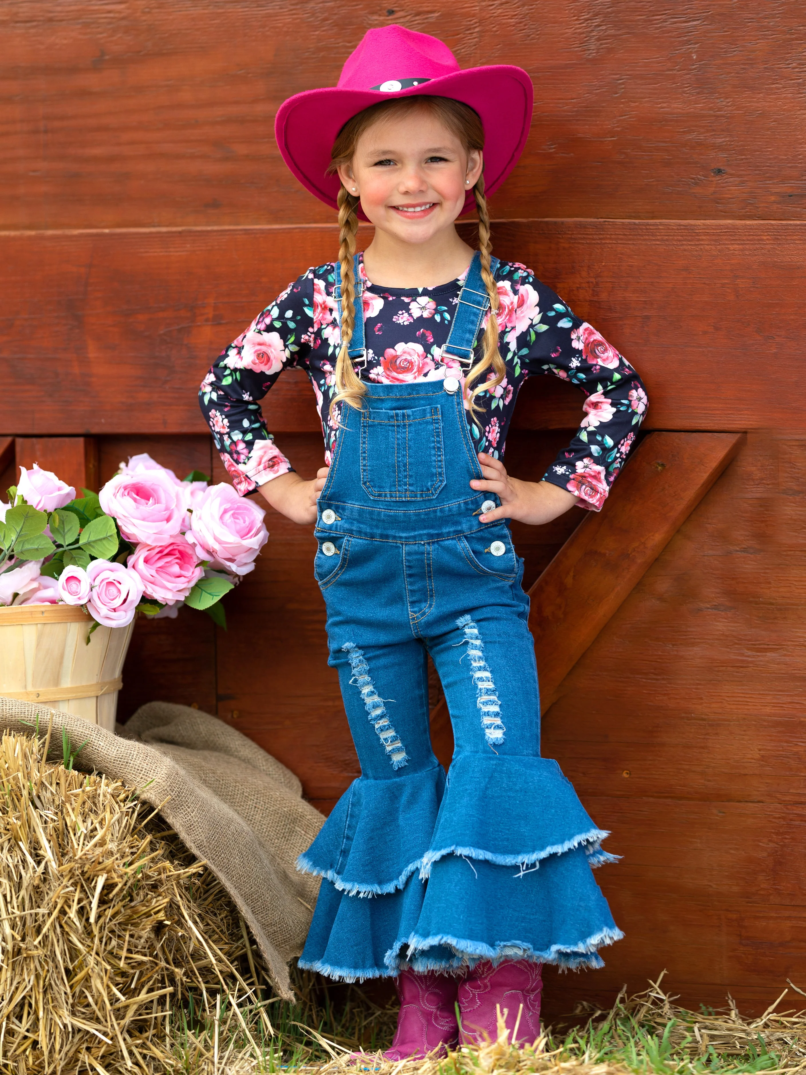 Fall Florals Flared Overall Set - Image 2