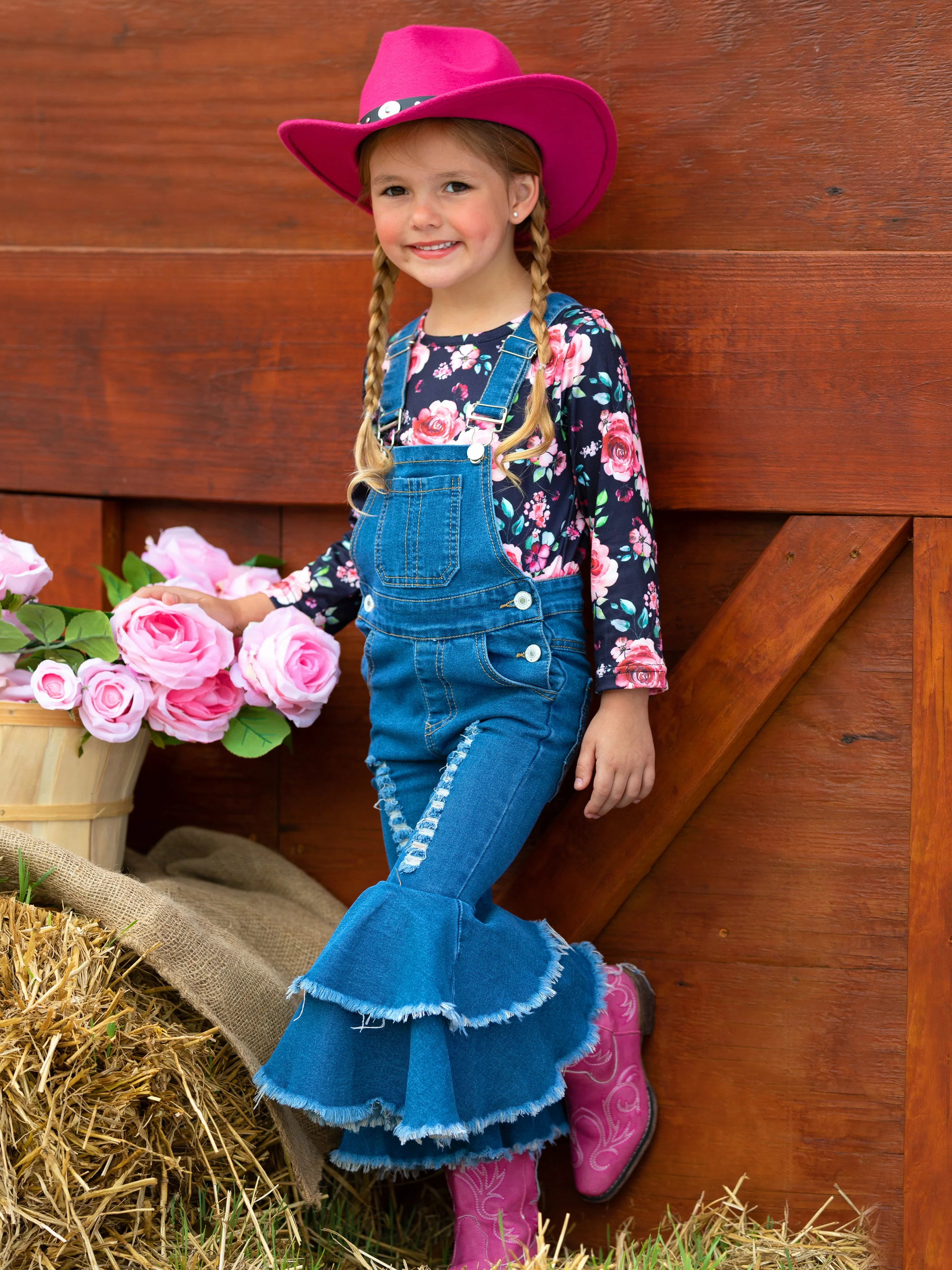 Fall Florals Flared Overall Set - Image 3