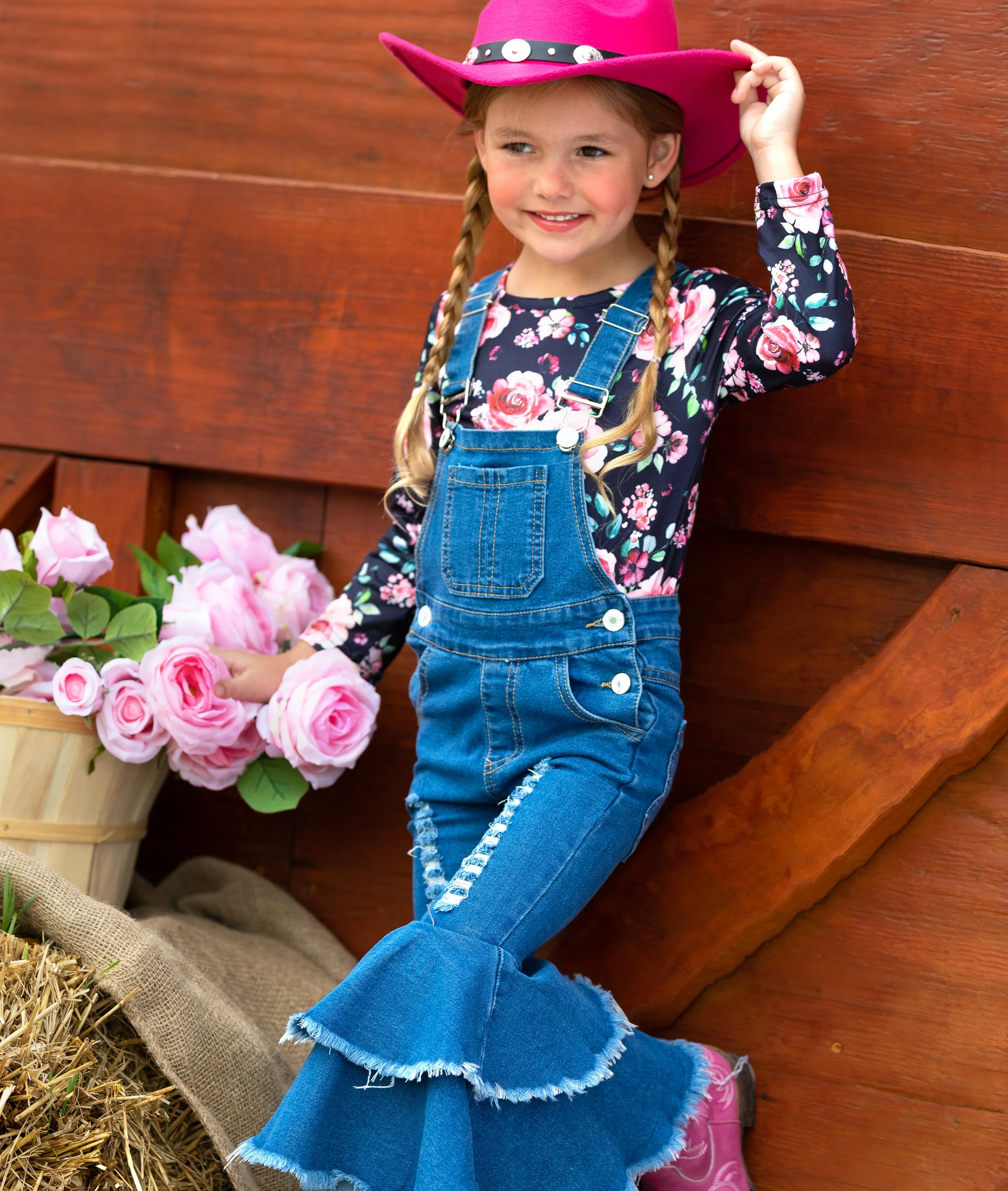 Fall Florals Flared Overall Set - Image 4