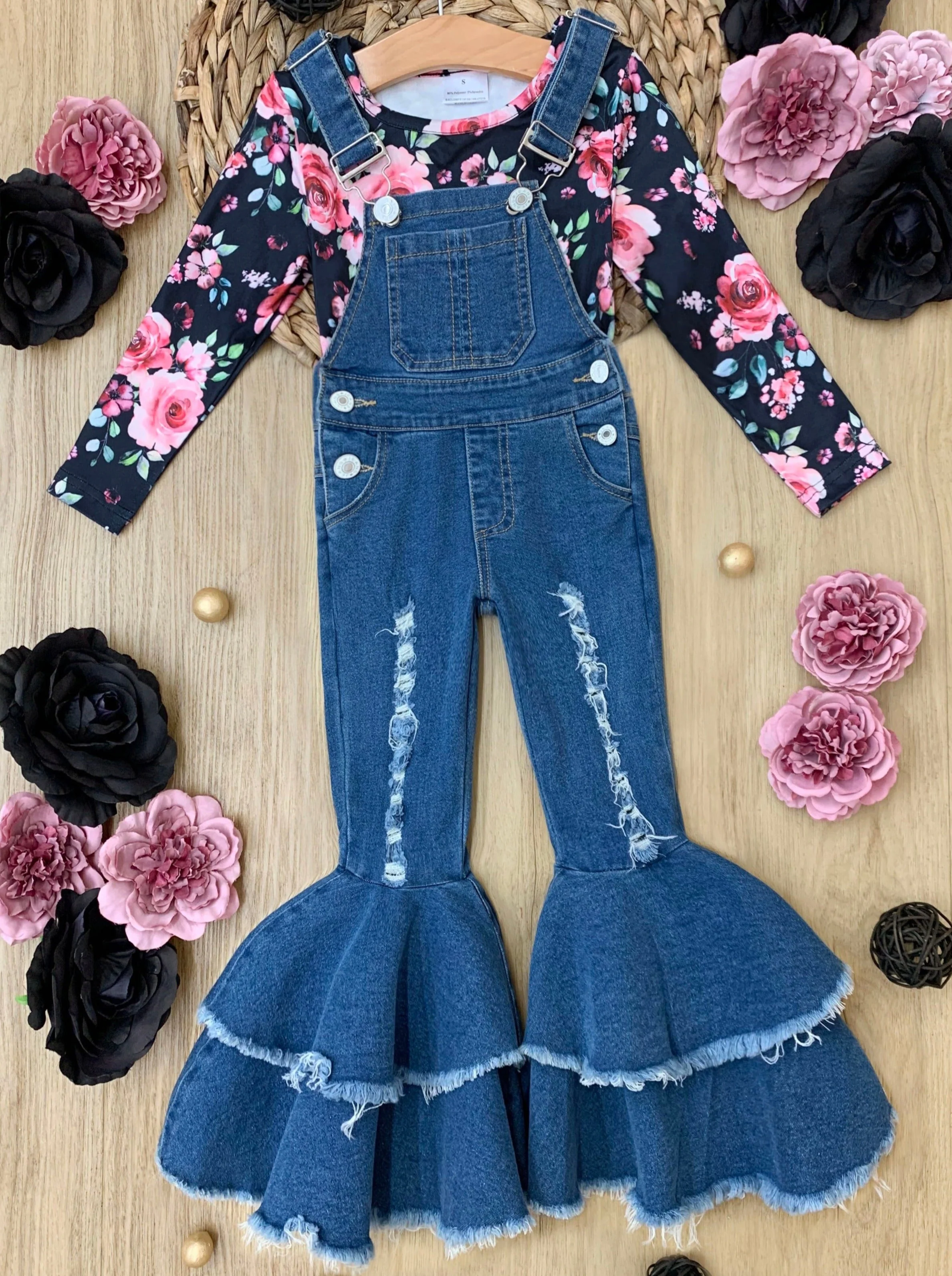 Fall Florals Flared Overall Set - Image 5