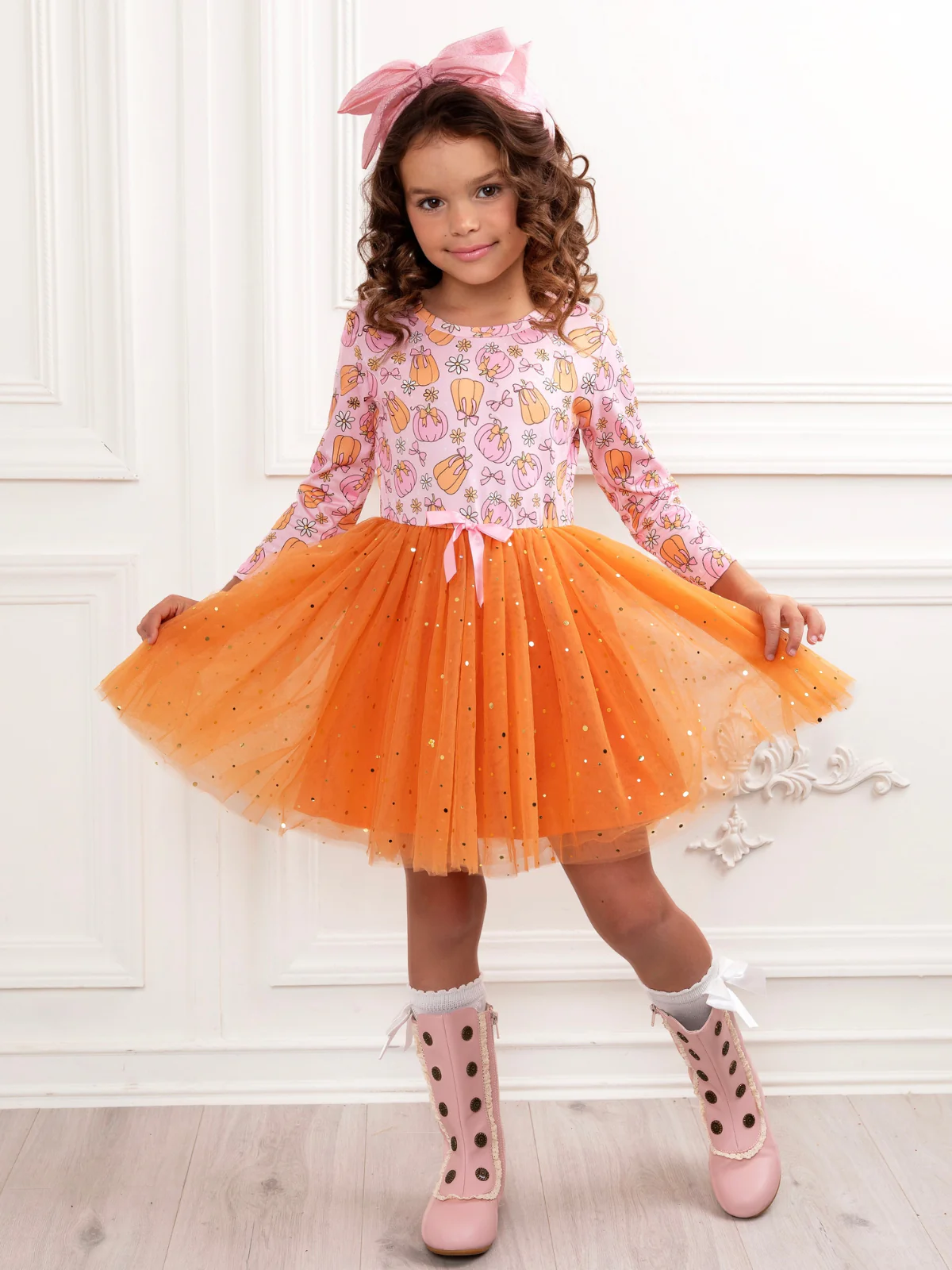 Fall Fun Pumpkin Glitter Tutu Dress - Image 2