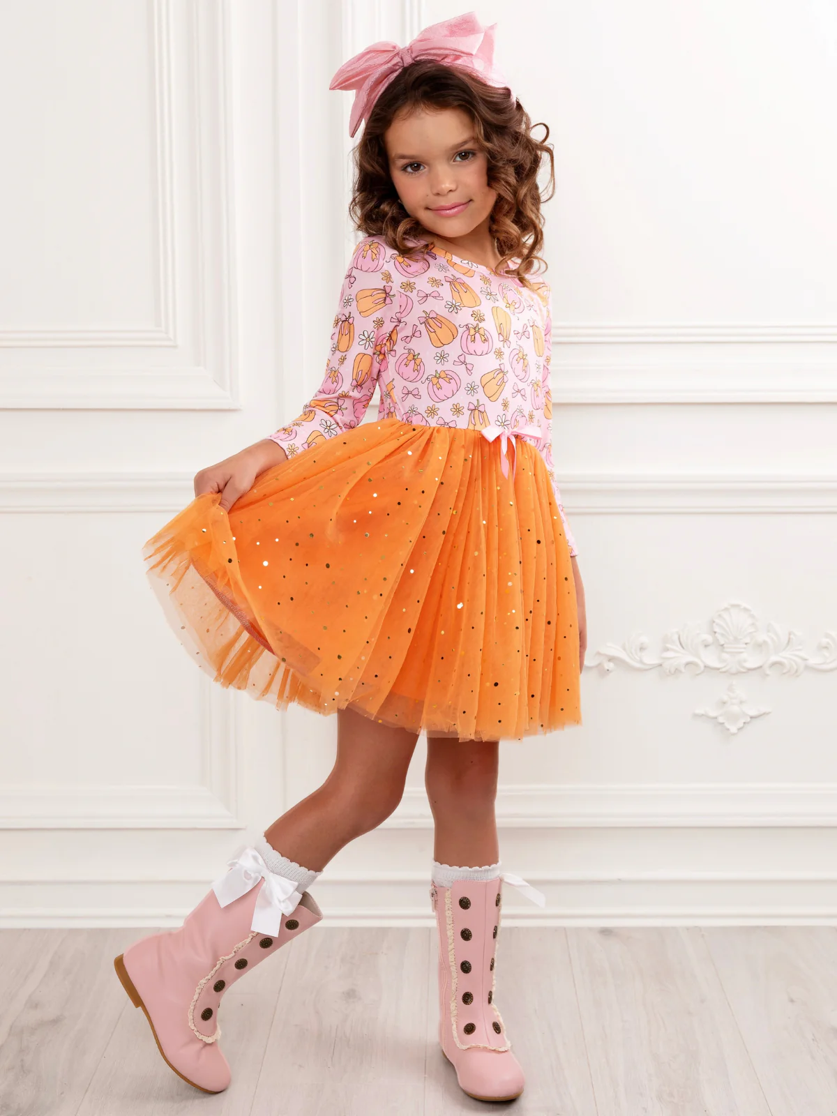 Fall Fun Pumpkin Glitter Tutu Dress - Image 3