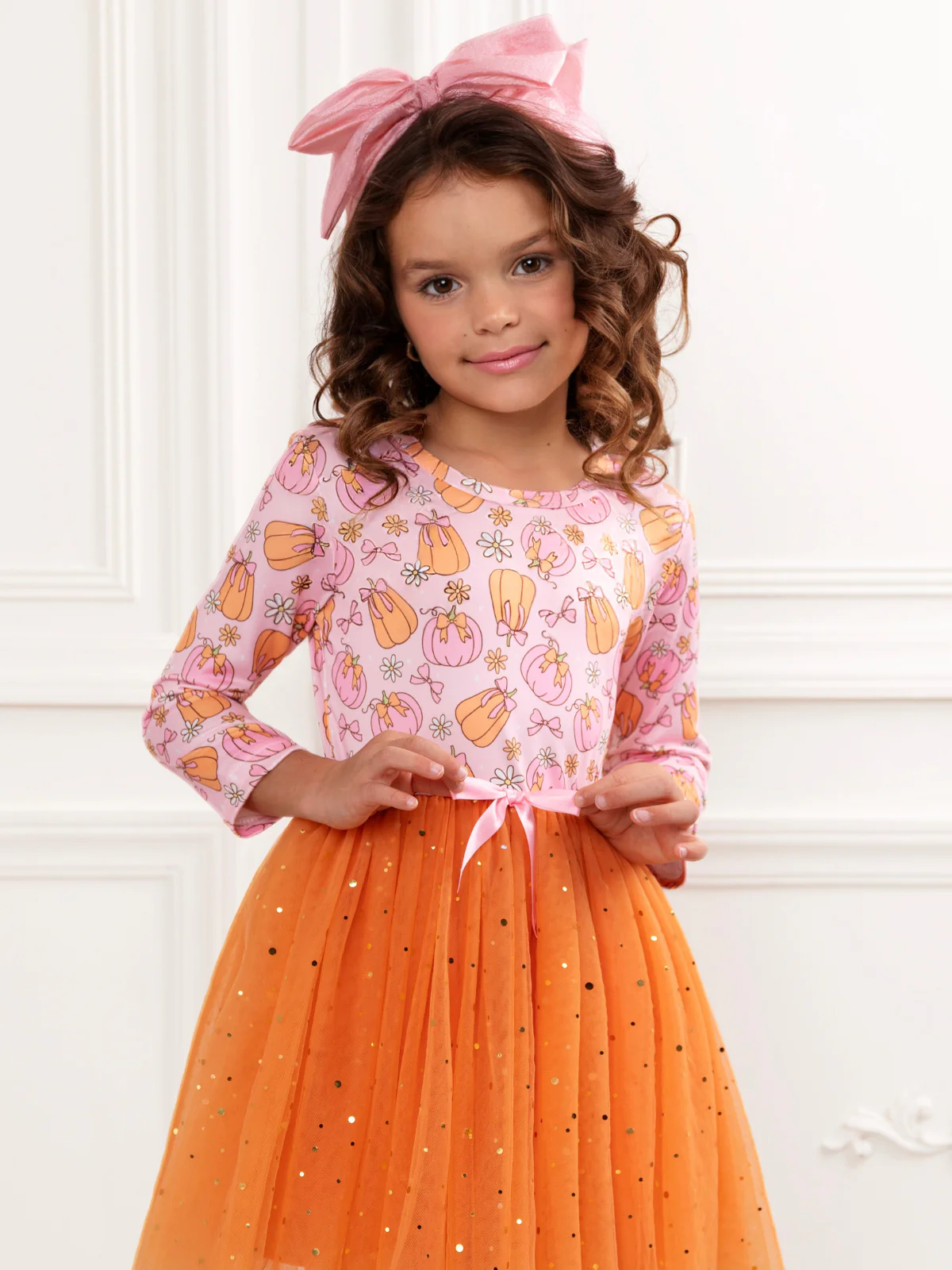 Fall Fun Pumpkin Glitter Tutu Dress - Image 4
