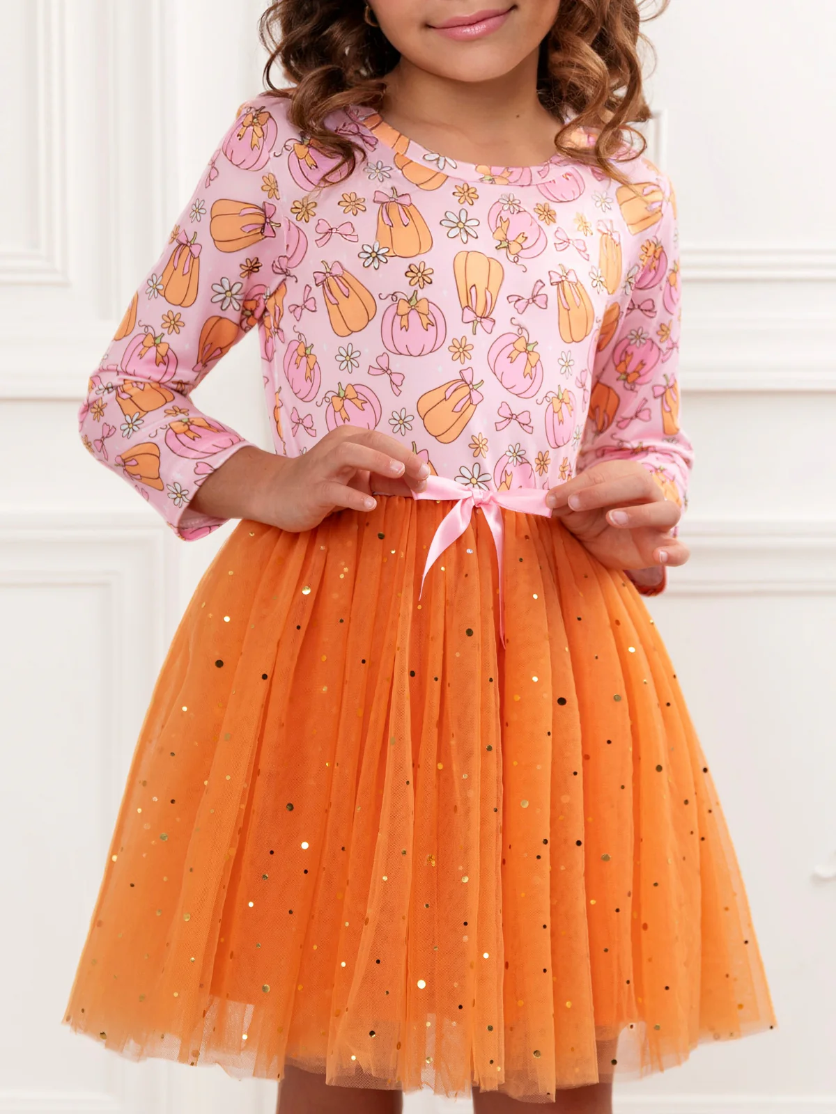 Fall Fun Pumpkin Glitter Tutu Dress - Image 6