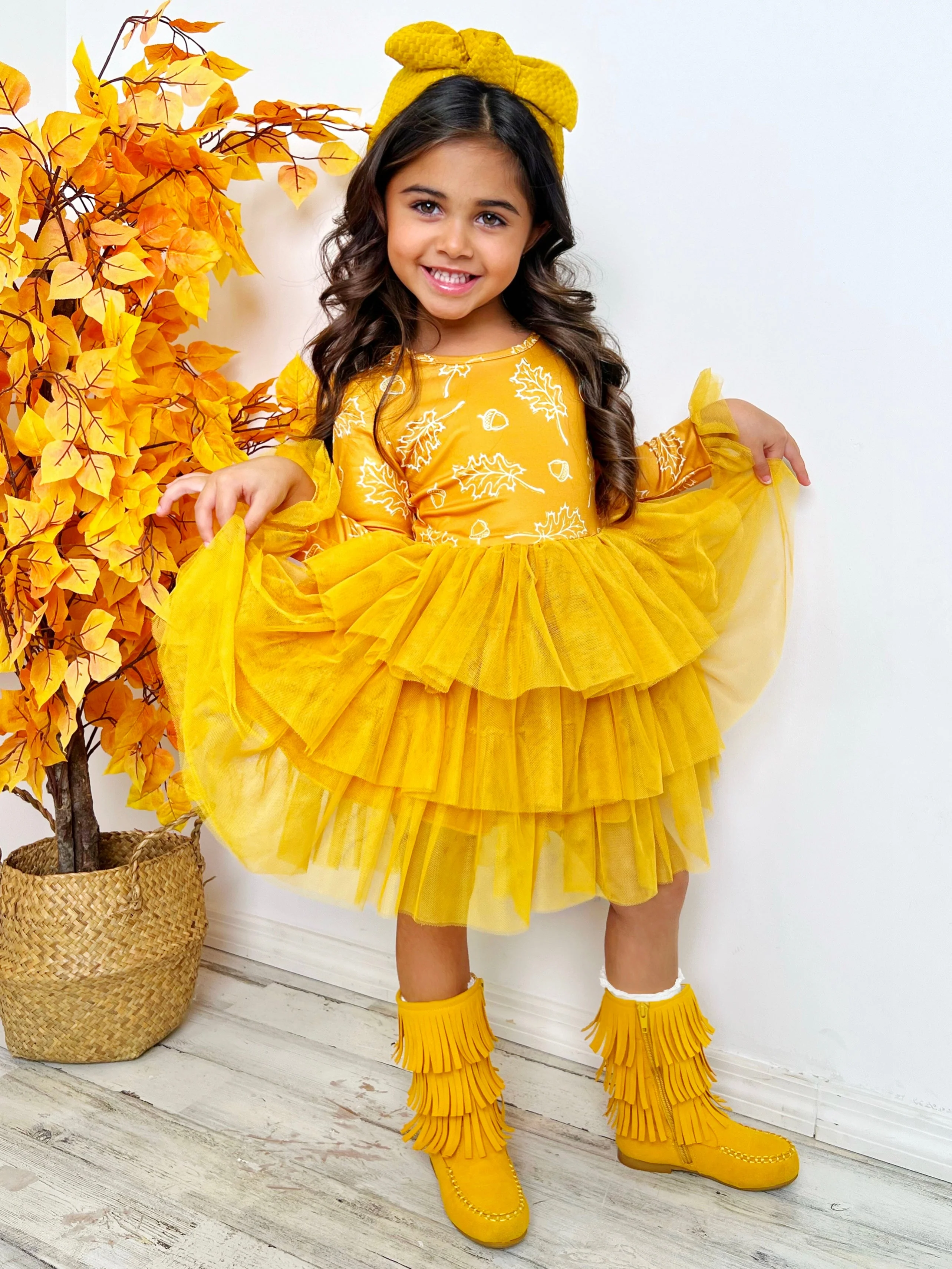 Picture Perfect Falling Leaves Layered Tutu Dress - Image 4