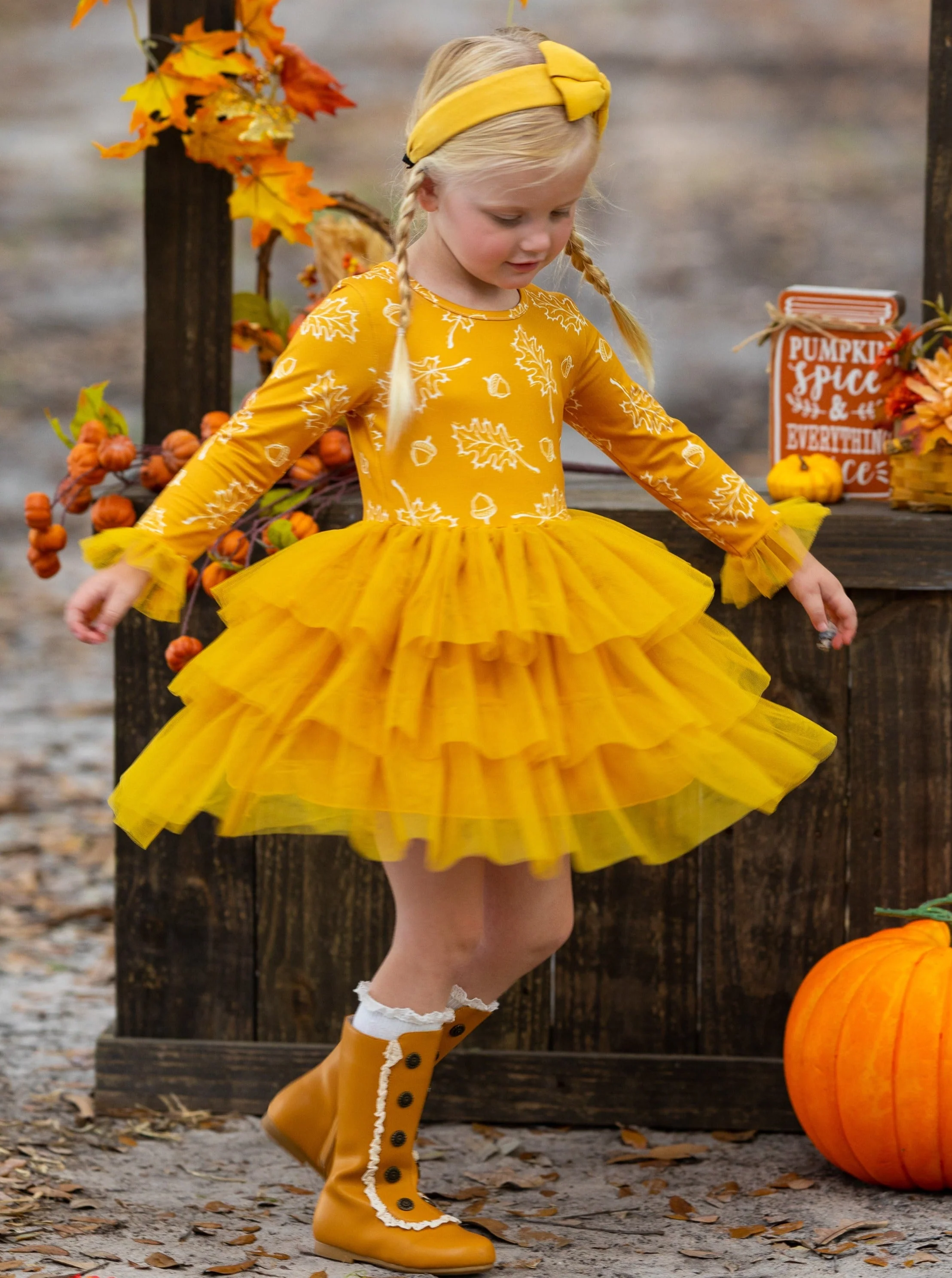 Picture Perfect Falling Leaves Layered Tutu Dress - Image 6