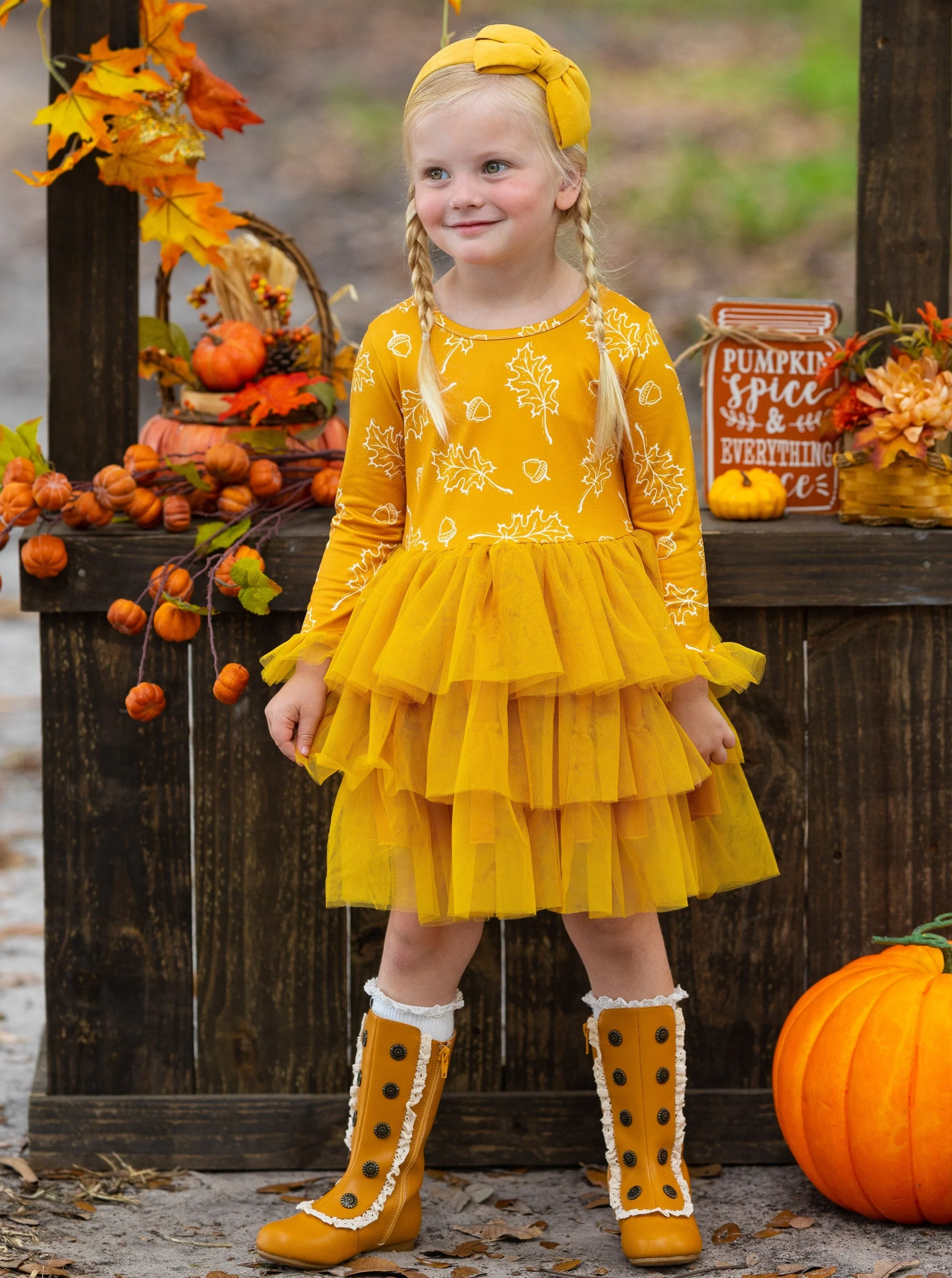 Picture Perfect Falling Leaves Layered Tutu Dress - Image 7