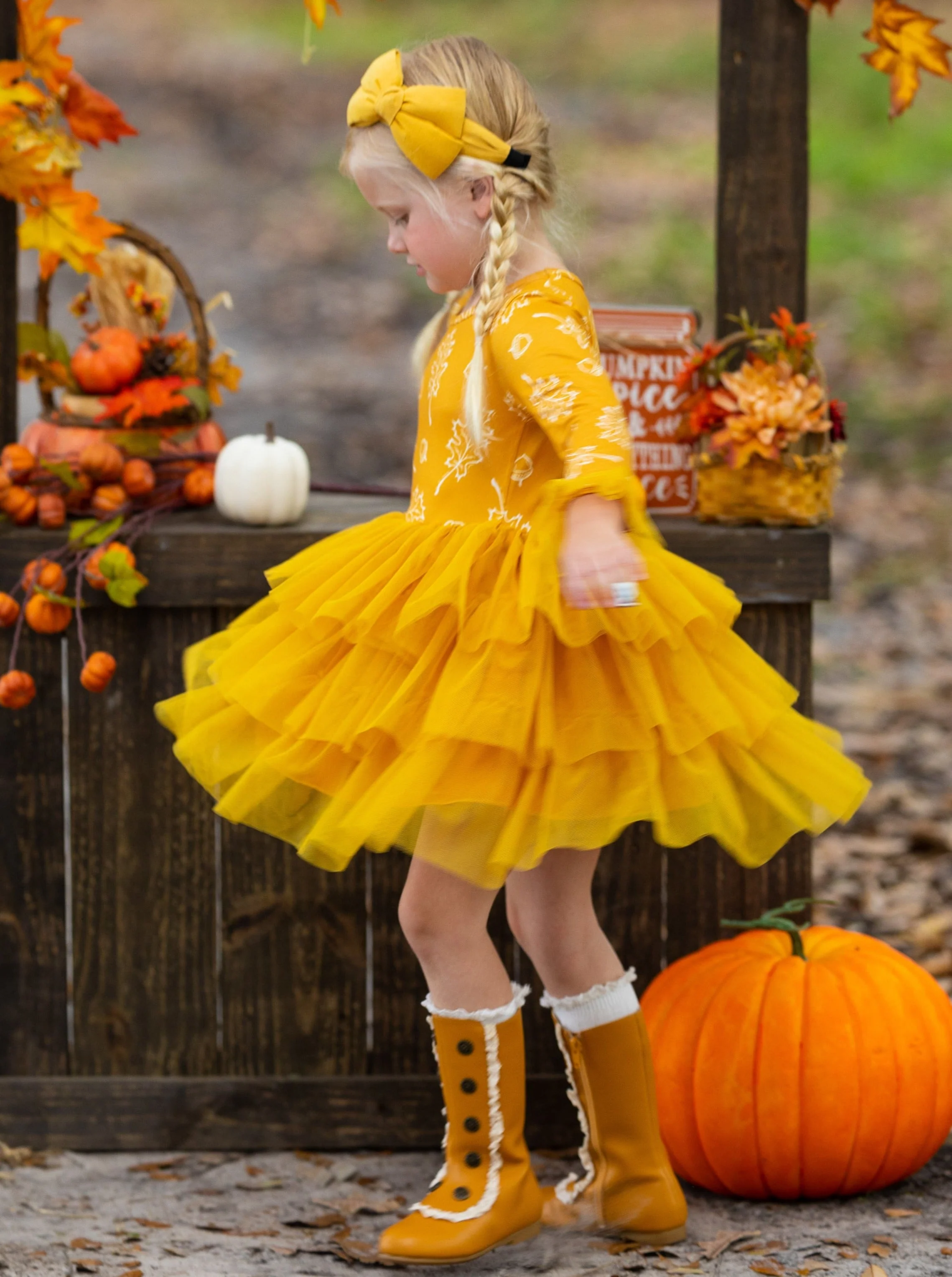 Picture Perfect Falling Leaves Layered Tutu Dress - Image 8