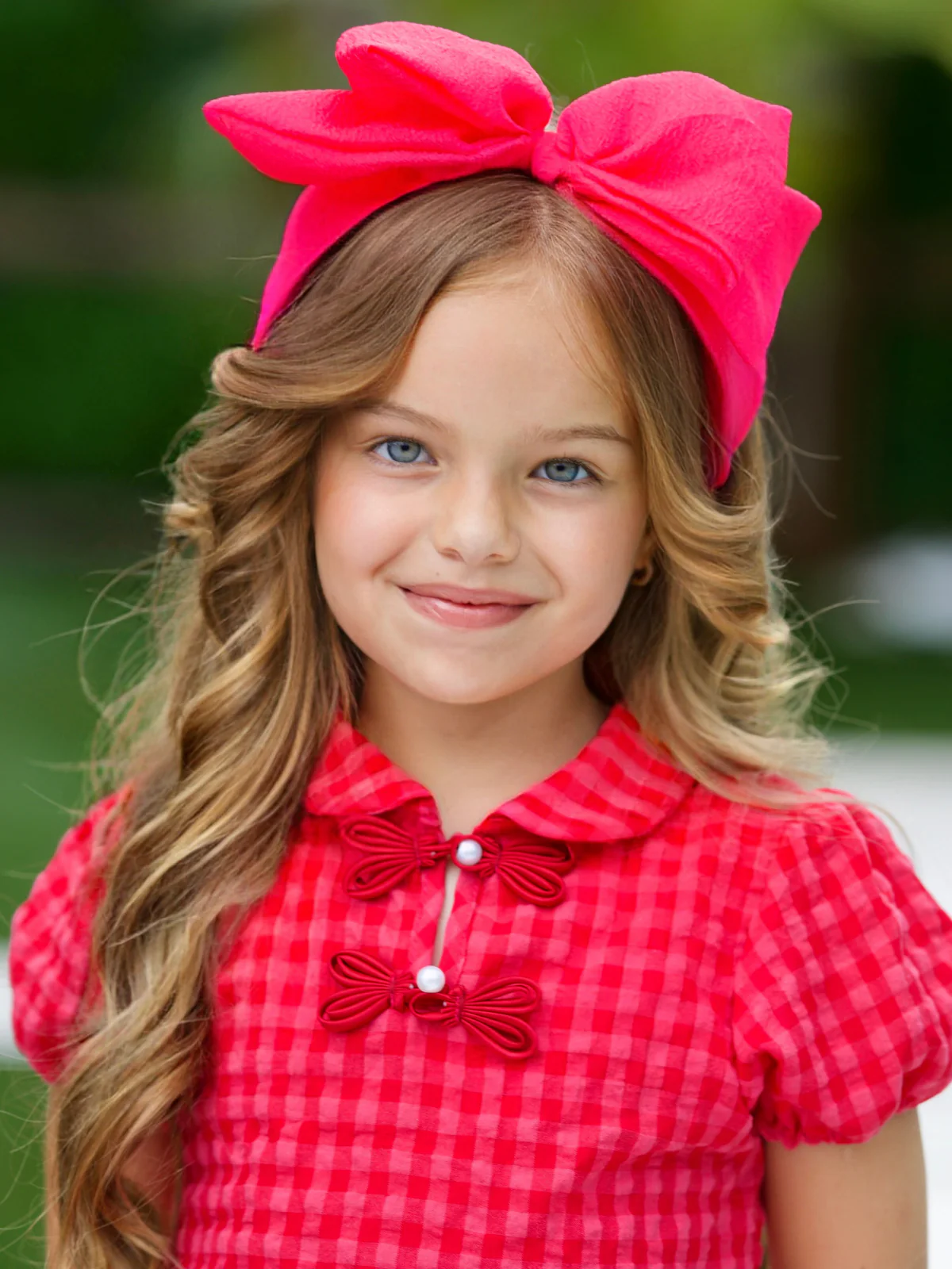 Girls Elegant Hot Pink Bow Headband - Image 2